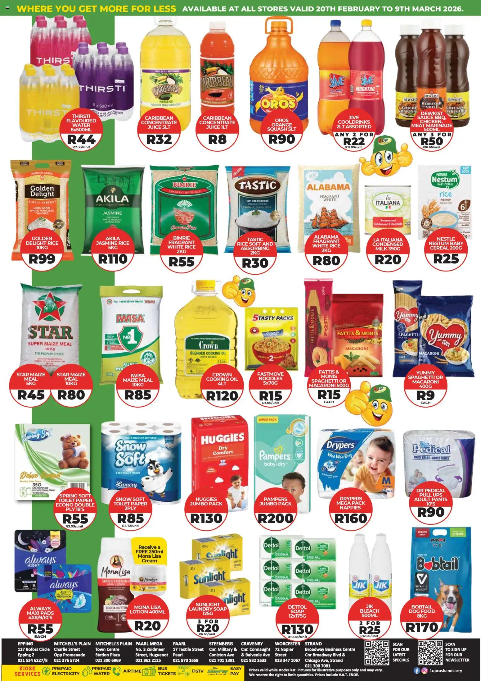 New 1UP Cash & Carry catalogue – valid from 20.02.2026 | Page: 2 | Products: Squash, Oil, Juice, Pineapple