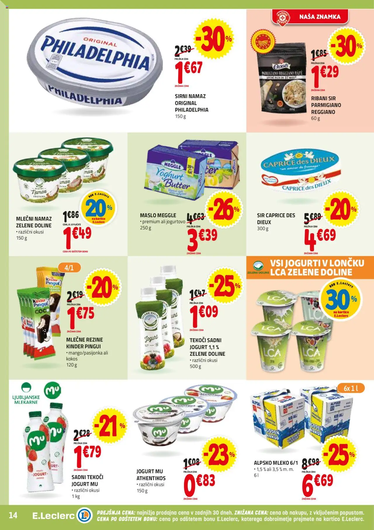 E.leclerc katalog │ velja od 02.07.2025 | Stran: 14 | Izdelki: Sirni namaz, Namaz, Mleko, Jogurt