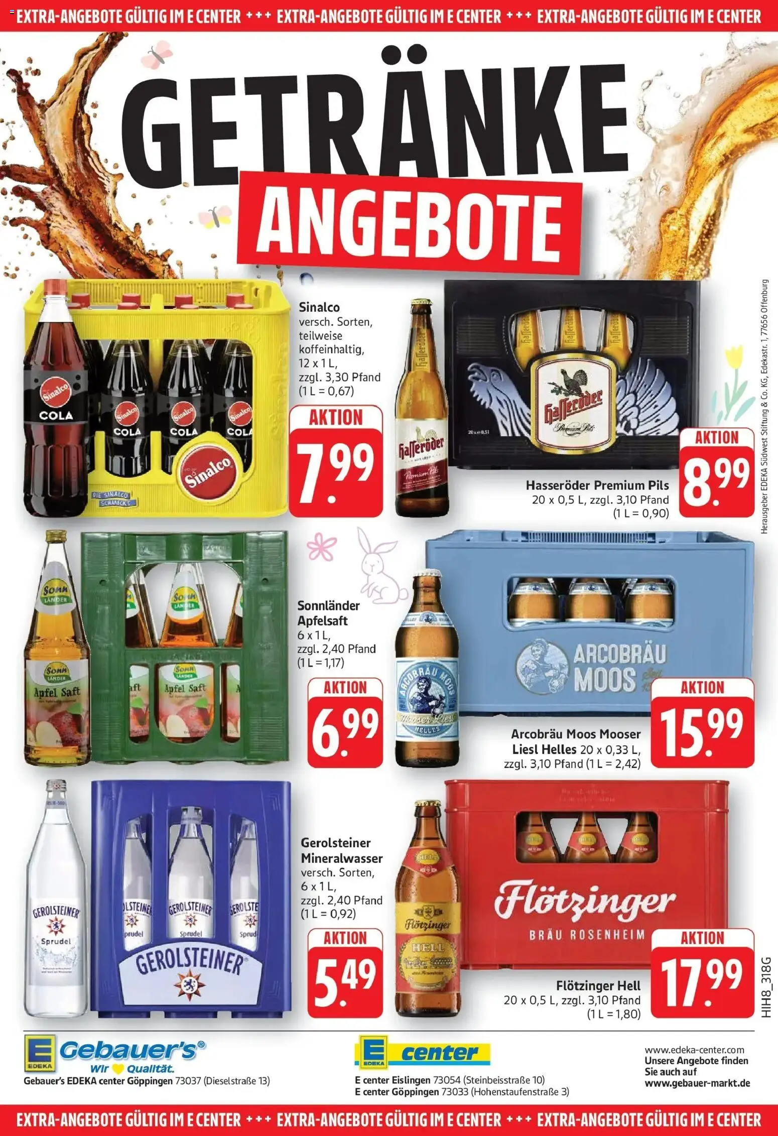 E center Prospekt Eislingen	 – gültig ab 23.03.2026 | Seite: 32 | Produkte: Sinalco, Cola, Apfelsaft, Gerolsteiner