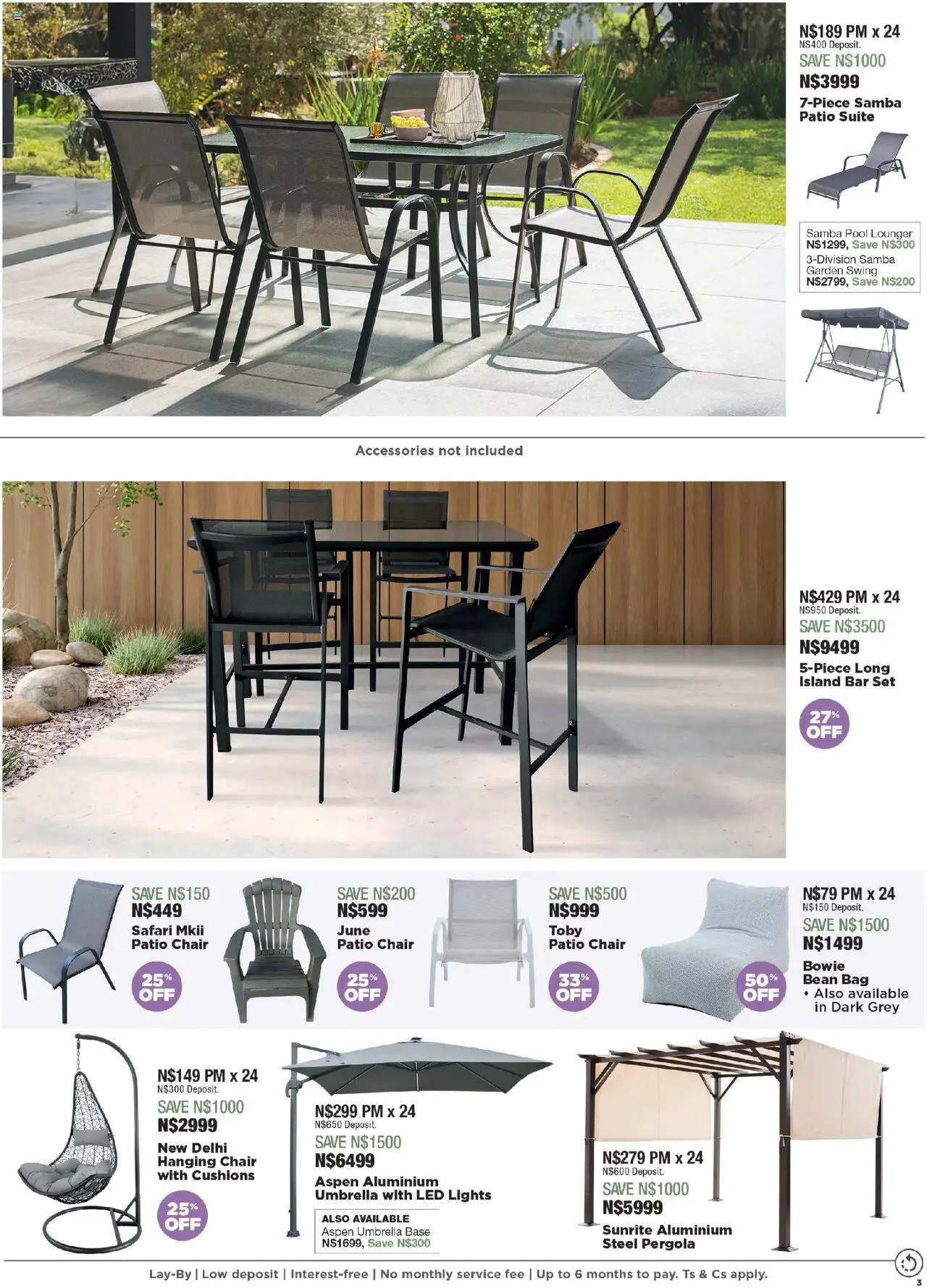 House and Home - Namibia Catalogue │ valid from 18.08.2025 | Page: 3 | Products: Umbrella, Bag, Chair, Bar set