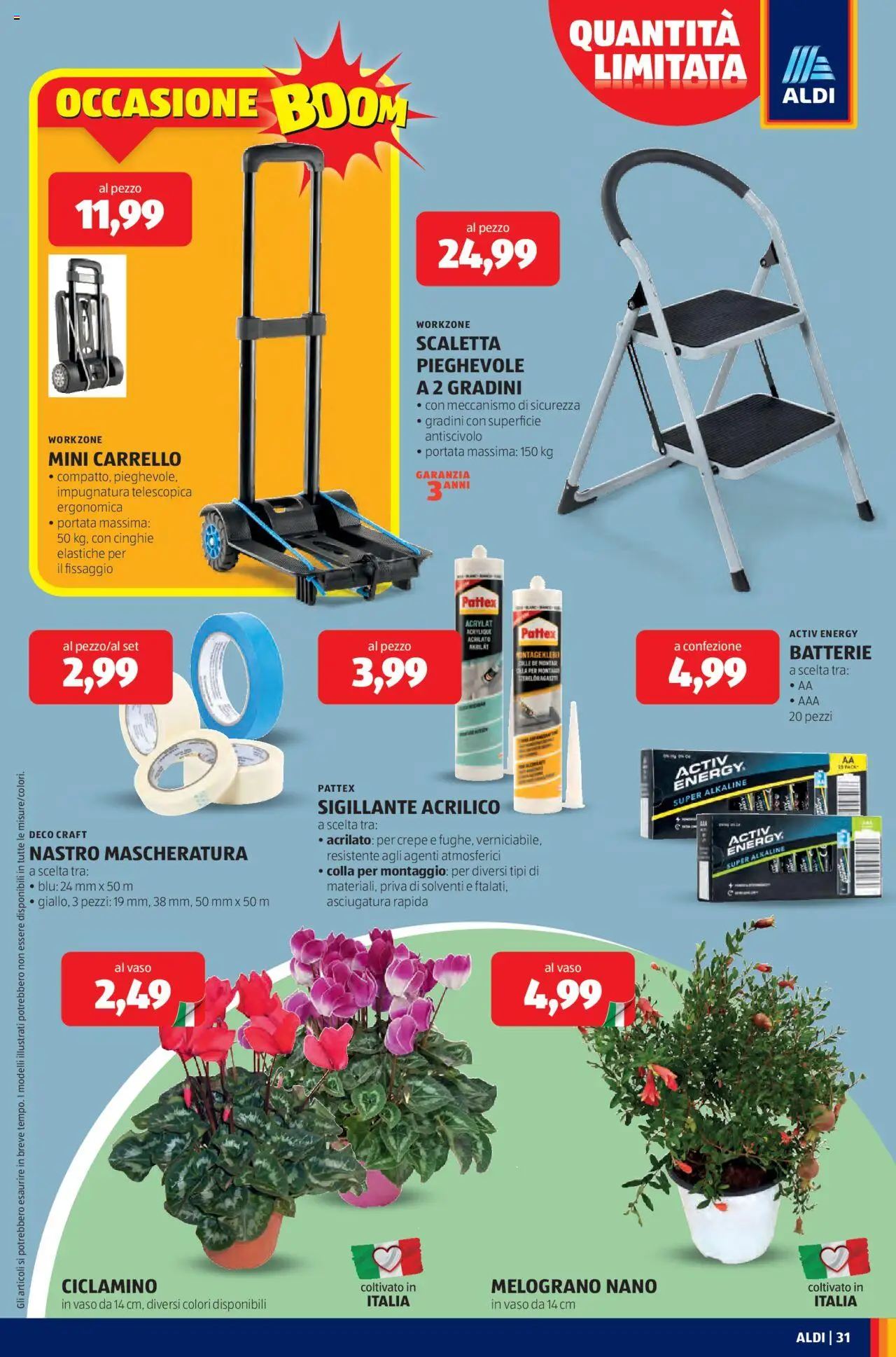 Volantino Aldi del 22.09.2025 | Pagina: 31 | Prodotti: Scaletta, Carrello, Batterie, Vaso
