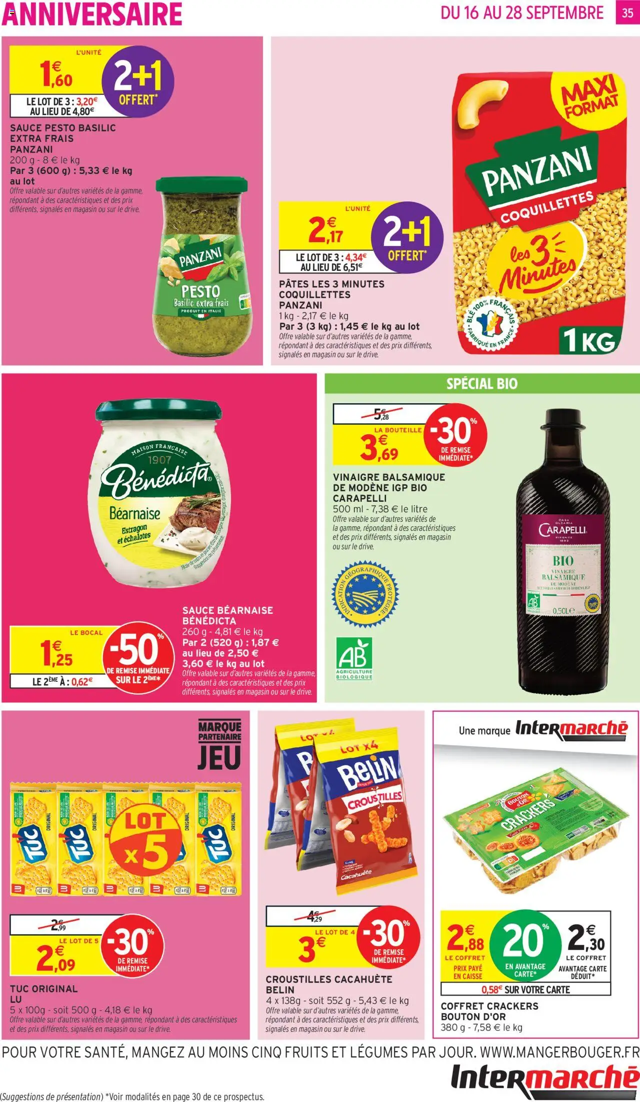  | Page: 35 | Produits: Cacahuète, Crackers, Vinaigre, Coquillettes