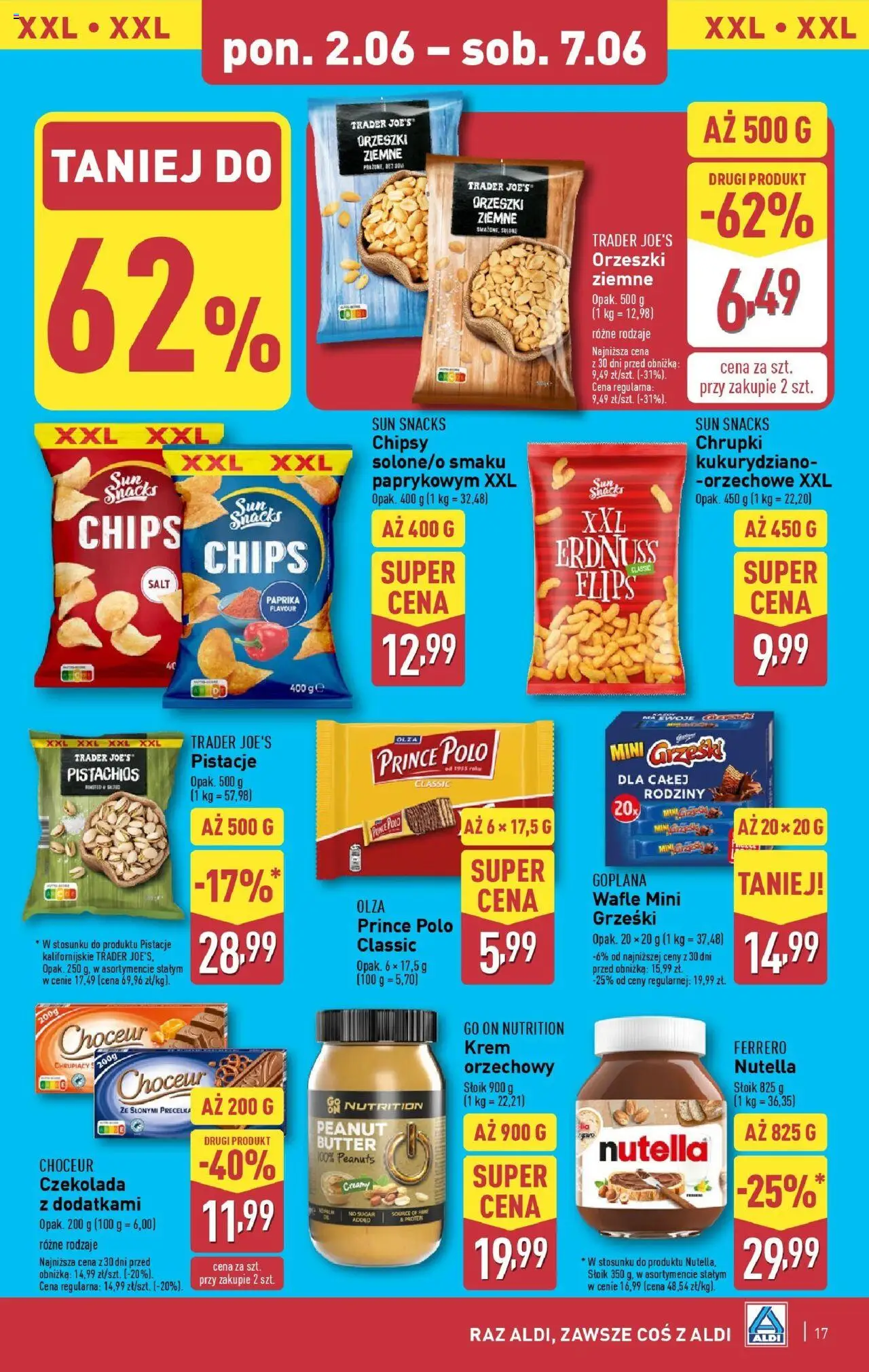 Aldi Gazetka od 02.06.2025 | Strona: 17 | Produkty: Chipsy, Wafle, Czekolada, Krem