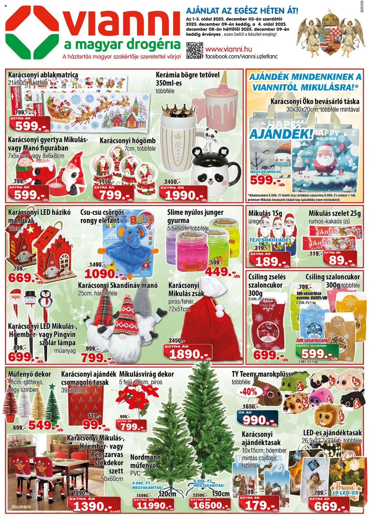 Vianni akciós ujság - amely érvényes a következő dátumtól: 03.12.2025 | Oldal: 1 | Termékek: Táska, Gyurma, Bögre, Tejcsokoládé