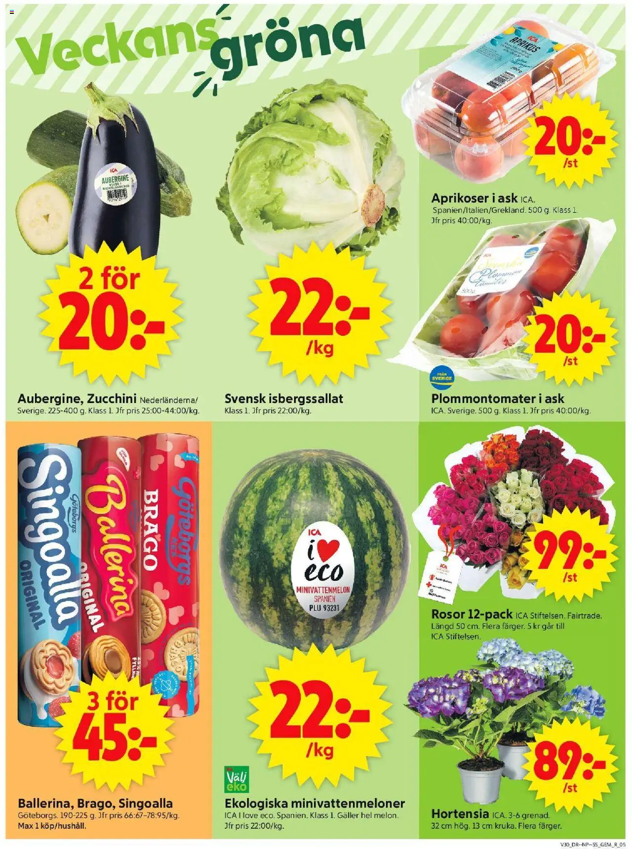 ICA Supermarket reklamblad aktuell från 21.07.2025 | Sida: 5 | Produkter: Ballerina, Singoalla, Aubergine, Zucchini