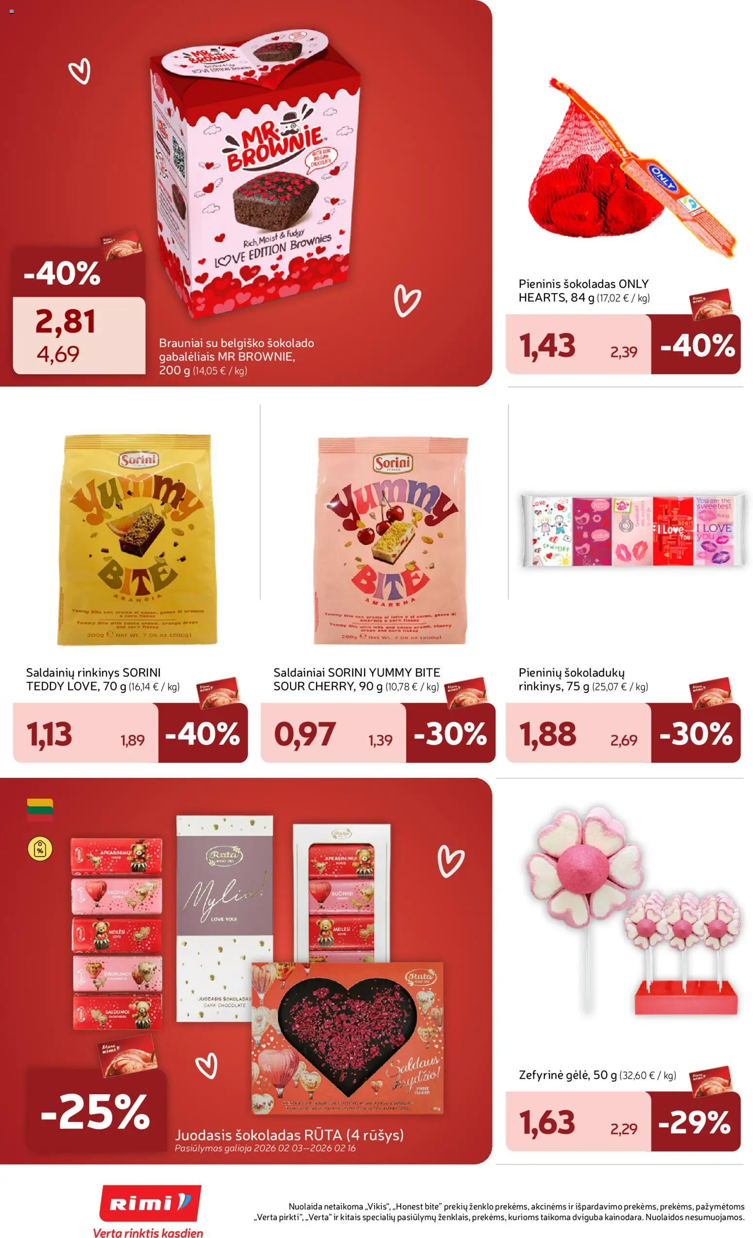 Rimi akcijos nuo 03.02.2026 | Puslapis: 6 | Prekių: Šokoladas, Saldainiai