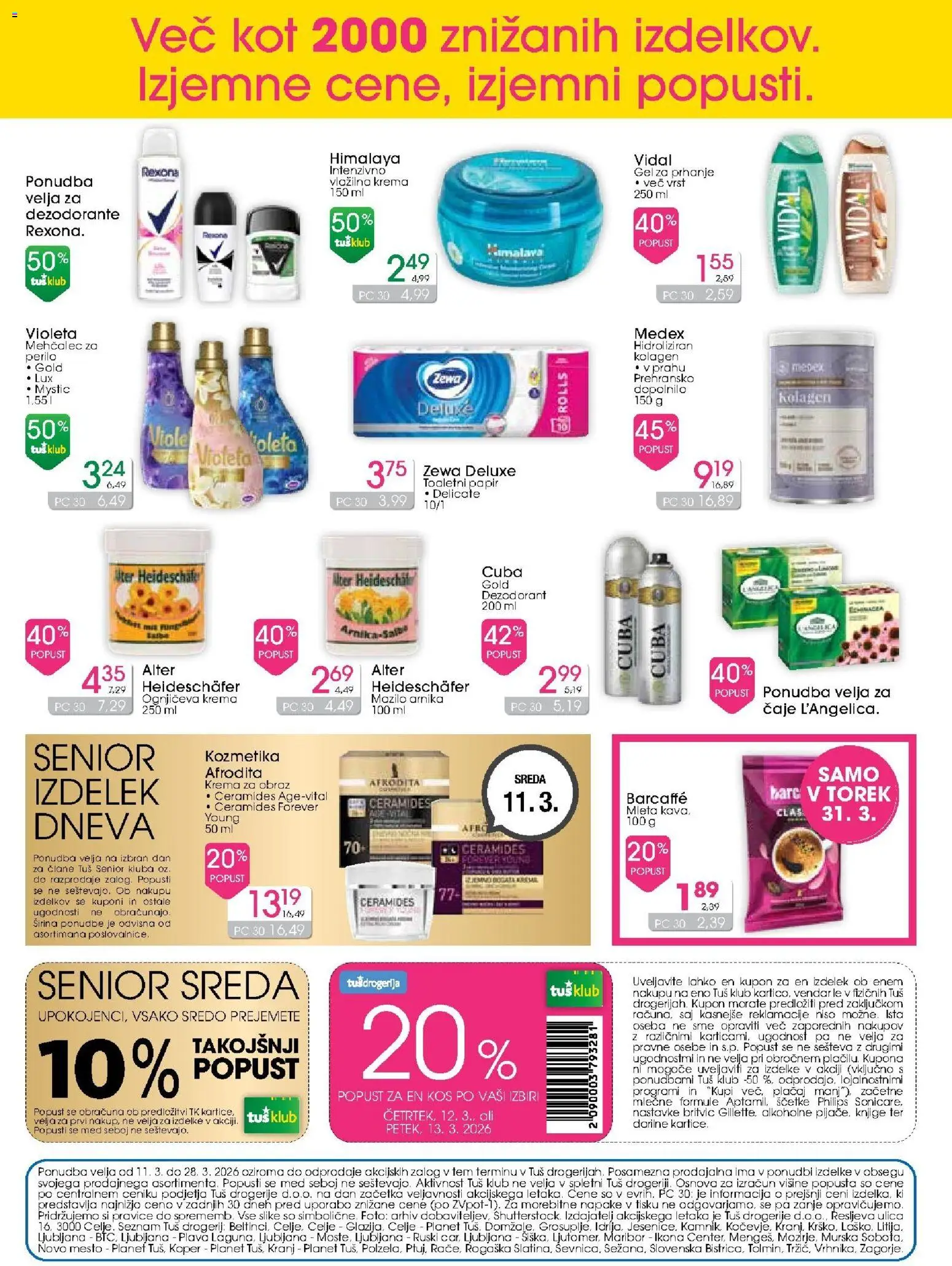 Novi Tuš drogerija katalog ponudbe – veljaven od 11.03.2026 | Stran: 16 | Izdelki: Mehčalec, Toaletni papir, Kos, Deodorant