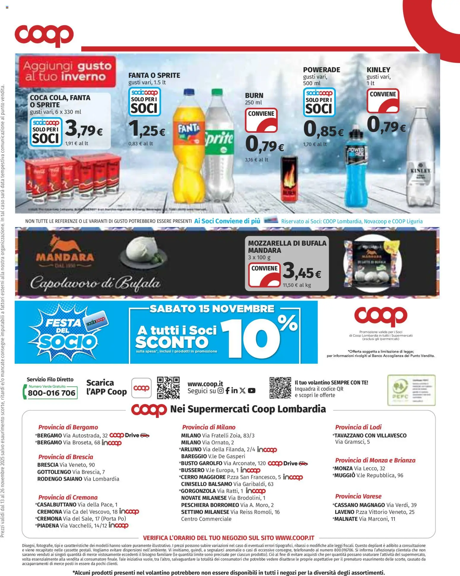 Volantino COOP del 13.11.2025 | Pagina: 16 | Prodotti: Tè, Mozzarella, Data, Fanta
