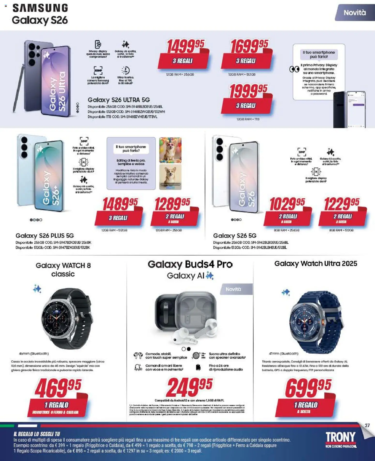 Volantino Trony del 09.04.2026 | Pagina: 27 | Prodotti: Smartphone, Video, Speaker, Friggitrice