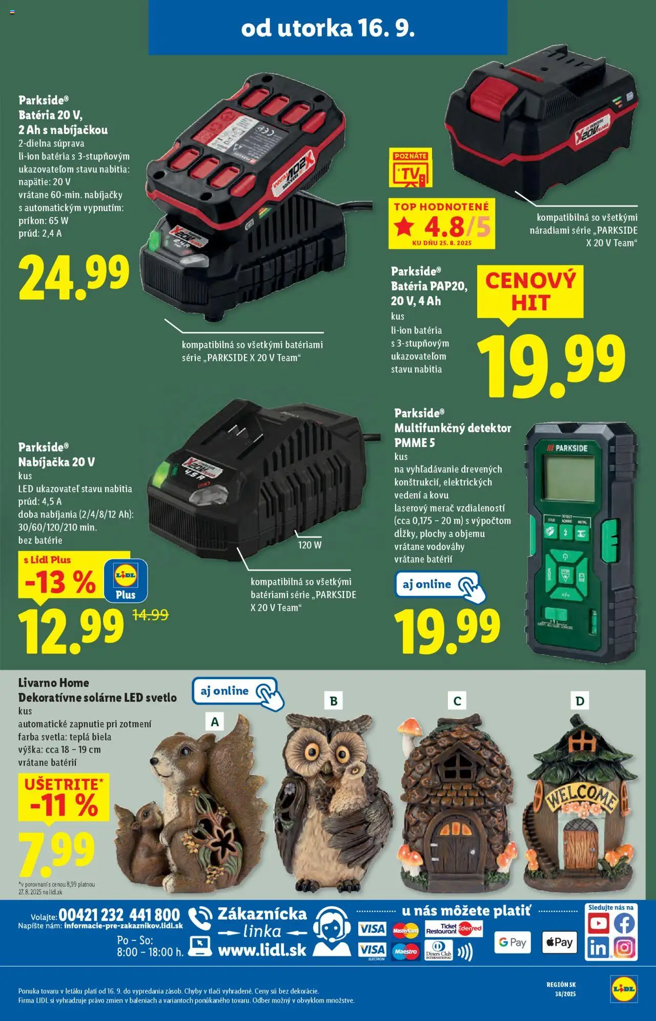 Nové Lidl akcie – leták je platný od 16.09.2025 | Strana: 57 | Produkty: Laserový merač, Svetlo, Nabíjačka, Parkside