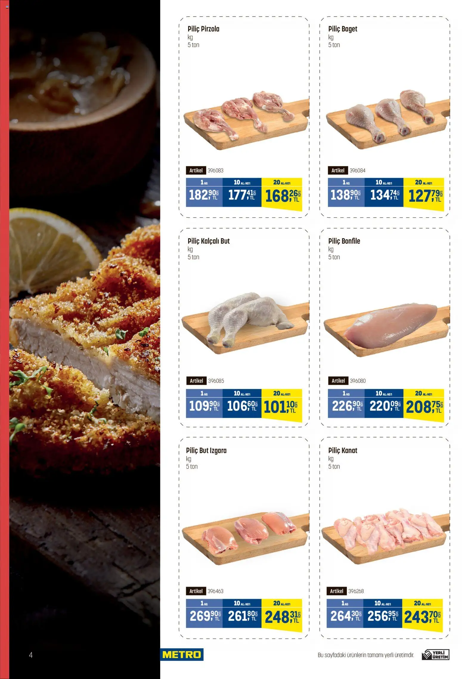 Metro - Fast Food Kataloğu - 22.04.2026 tarihinden itibaren geçerlidir | Sayfa: 4 | Ürünler: Piliç, Piliç bonfile, Pirzola, Izgara