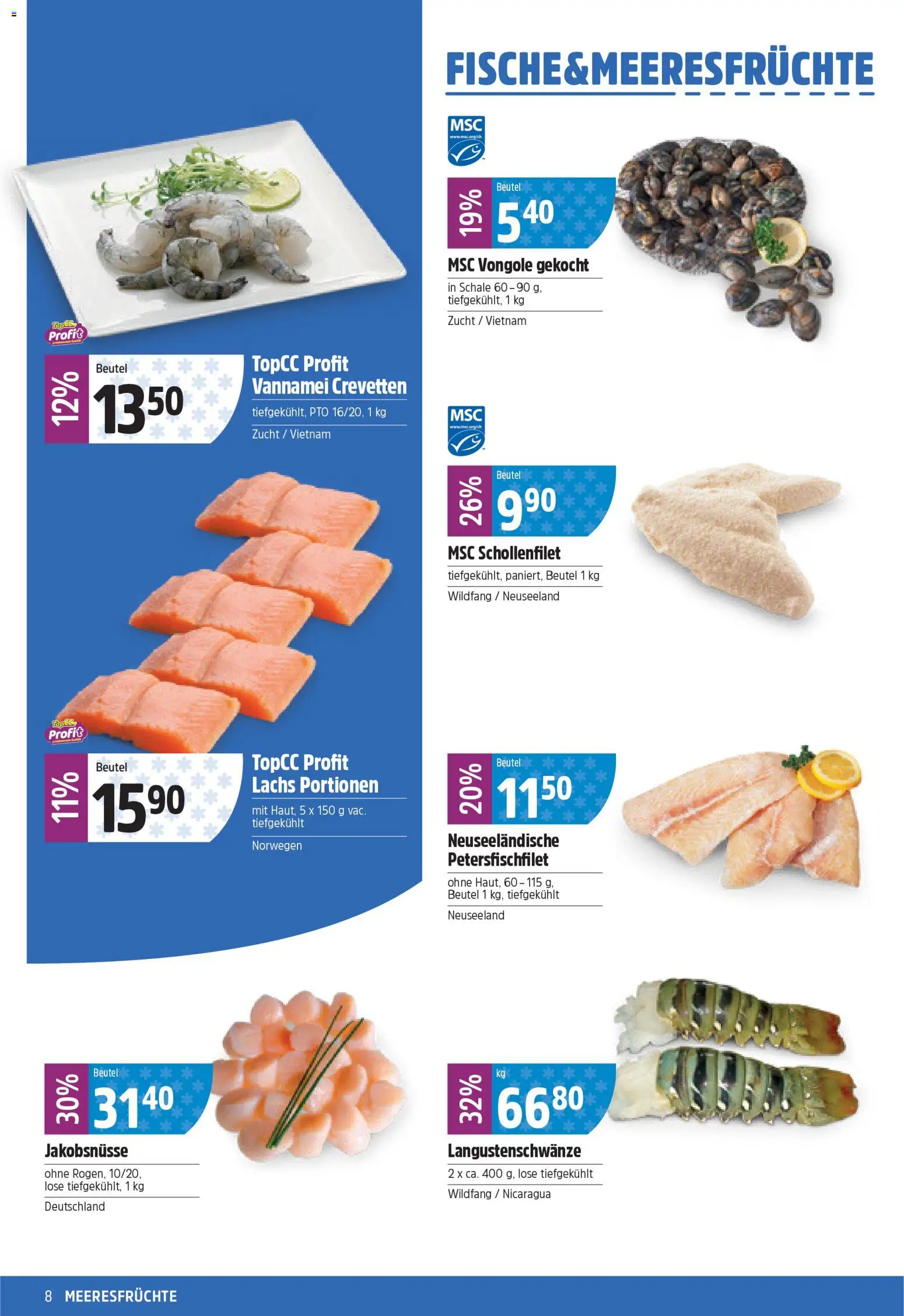 TopCC Aktionen – gültig ab 02.02.2026 | Seite: 8 | Produkte: Lachs, Meeresfrüchte