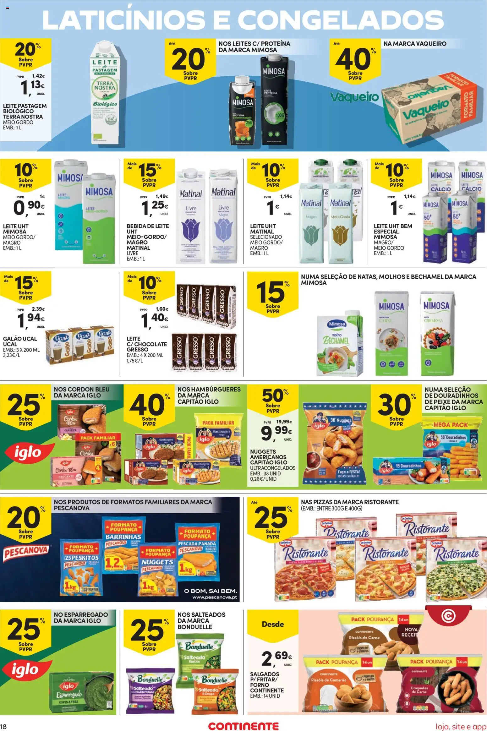 Continente Semanal Continente Bom Dia │ válido de 26.12.2025 | Página: 18 | Produtos: Espinafres, Leite, Pizza, Peixe