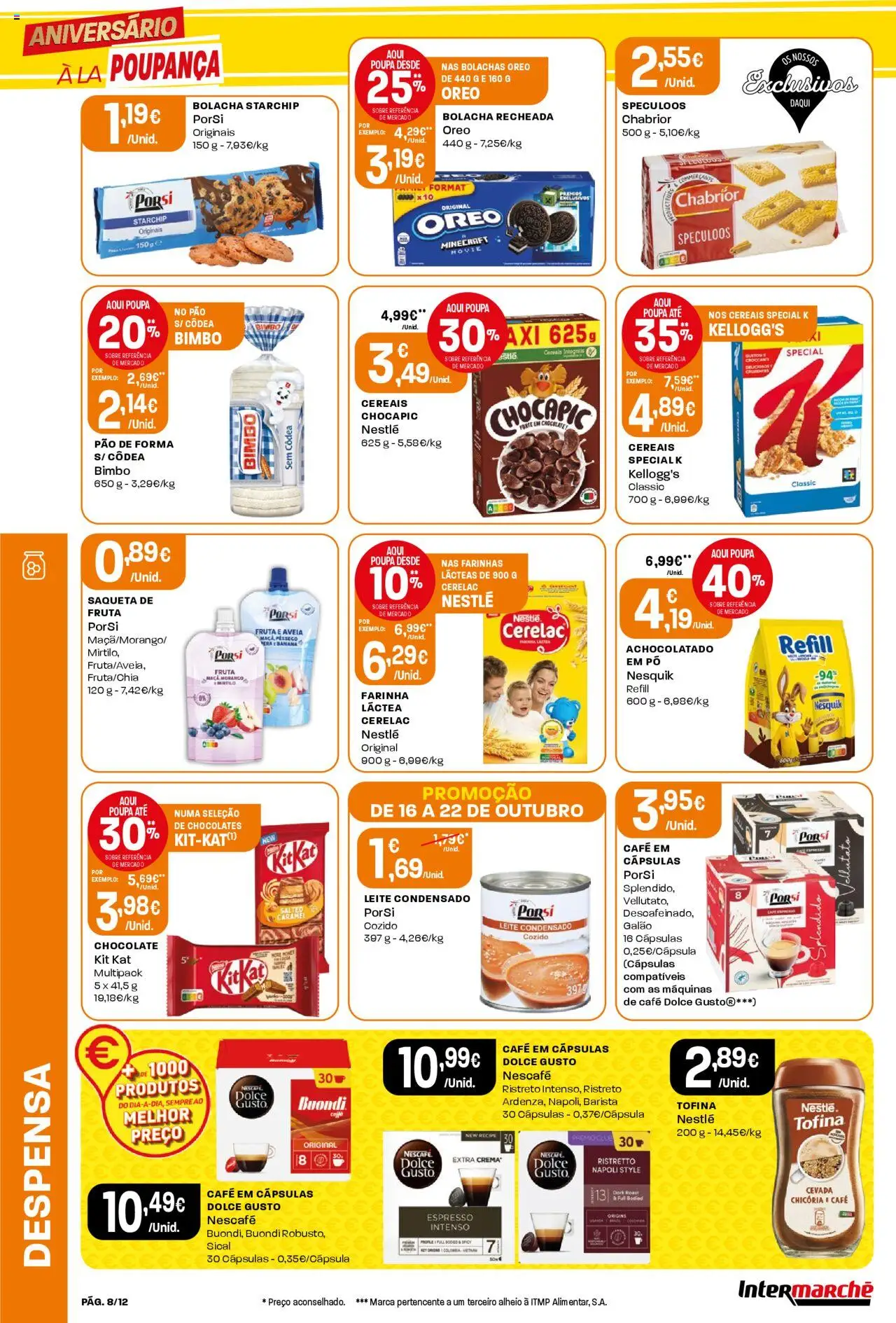 Intermarché Folheto Mini │ válido de 16.10.2025 | Página: 8 | Produtos: Pão, Chocolate, Dolce gusto, Cereais