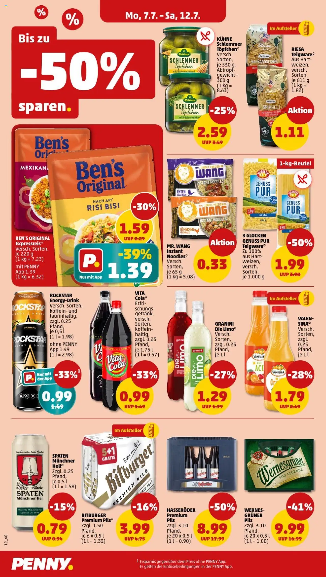 Penny - Sachsen-Anhalt - gültig ab dem 07.07.2025 | Seite: 12 | Produkte: Bitburger, Vita cola, Pasta, Hasseröder