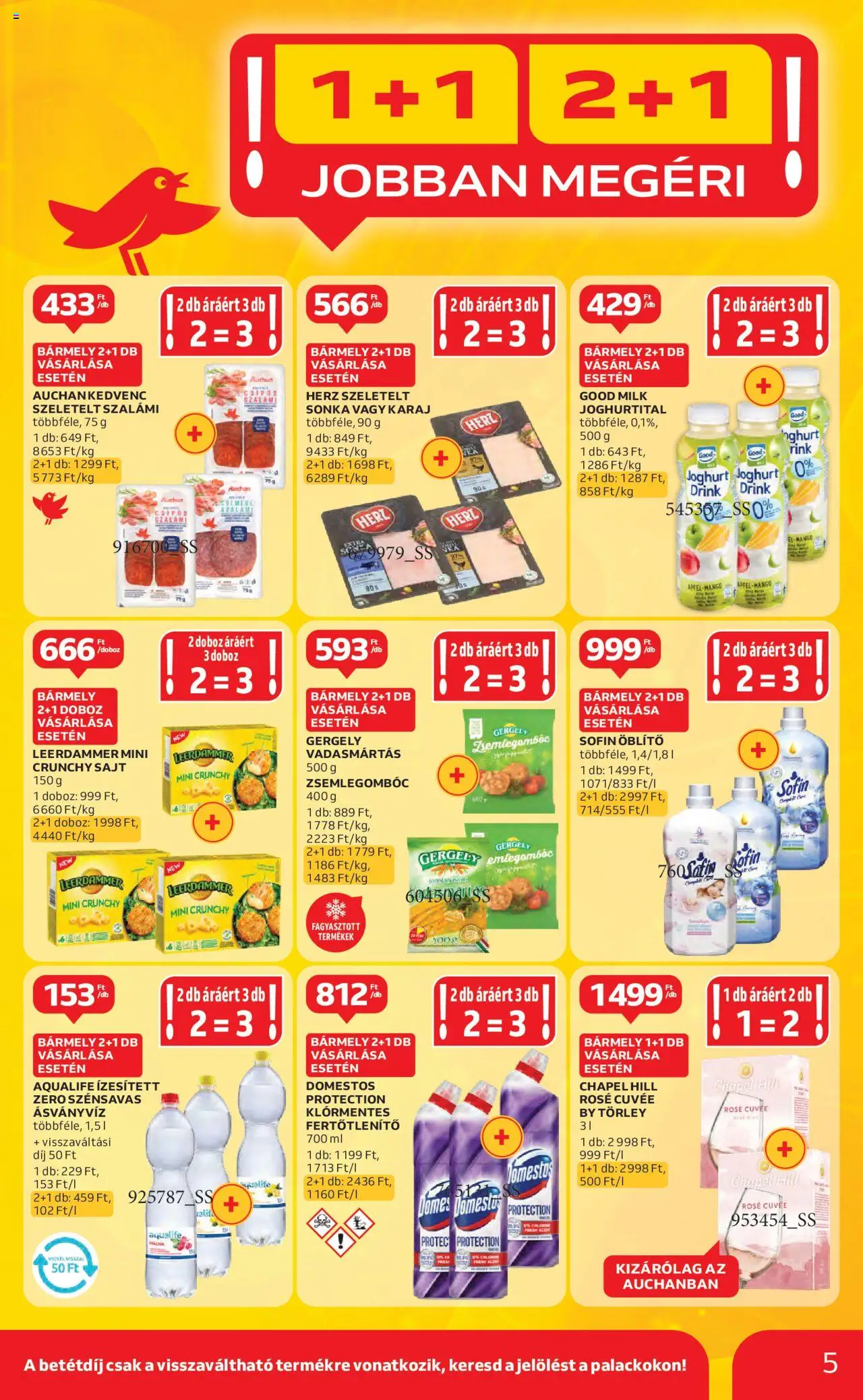 Auchan akciós ujság - amely érvényes a következő dátumtól: 19.06.2025 | Oldal: 5 | Termékek: Sonka, Öblítő, Doboz, Karaj