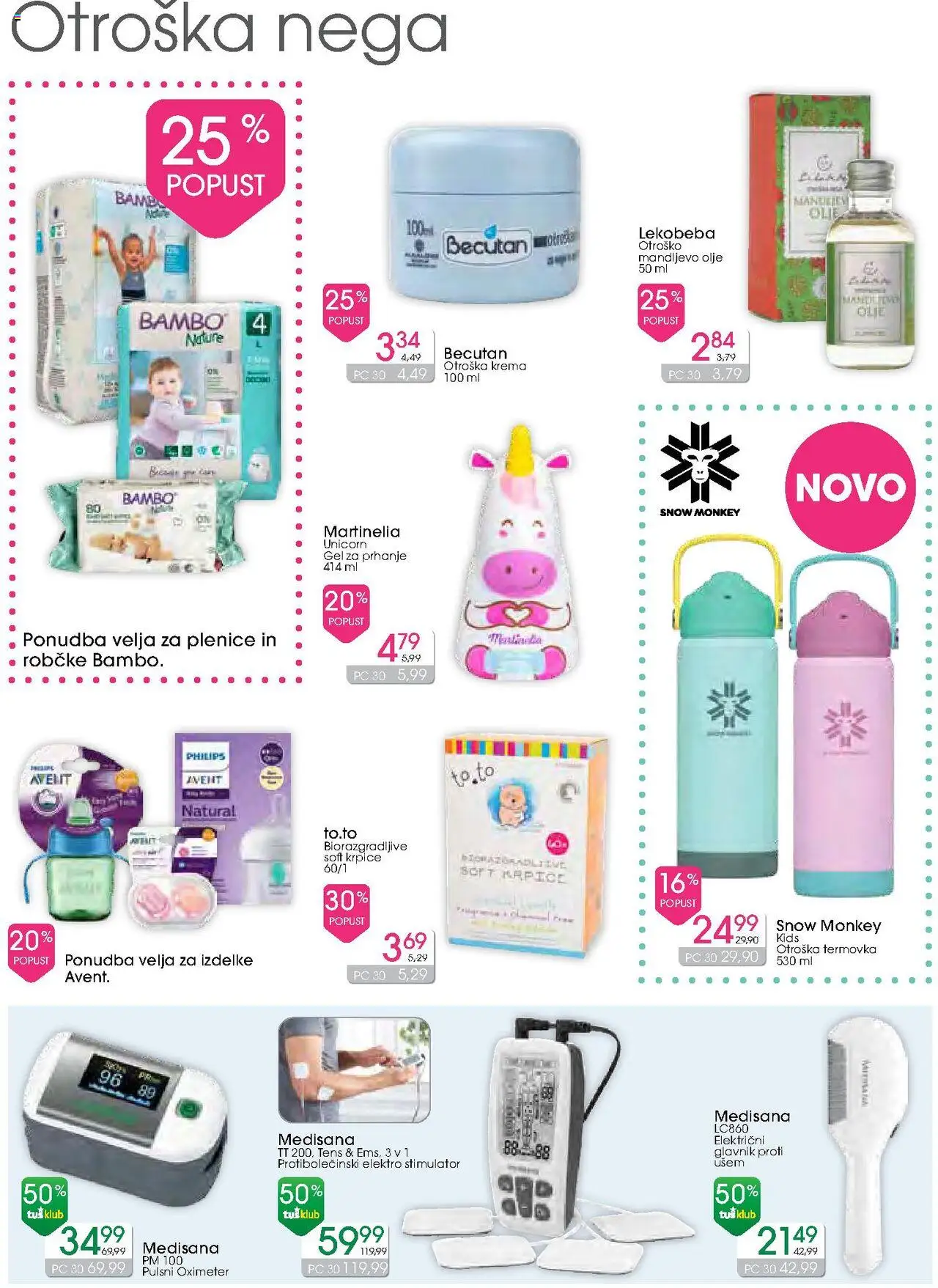 Tuš drogerija katalog │ velja od 13.08.2025 | Stran: 12 | Izdelki: Plenice, Glavnik, Krema, Olje