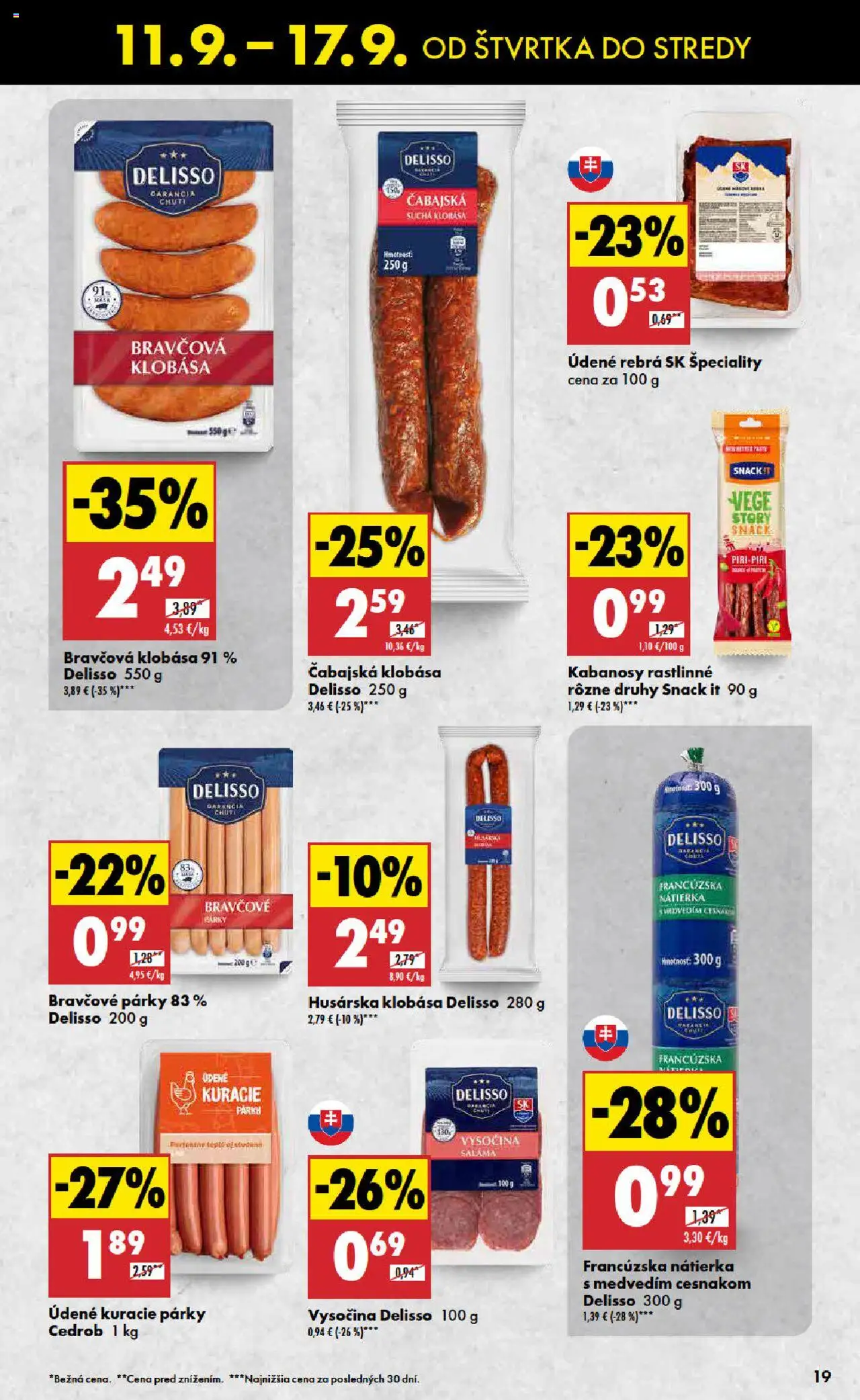 Nové Biedronka akcie – leták je platný od 11.09.2025 | Strana: 19 | Produkty: Saláma, Klobása, Párky