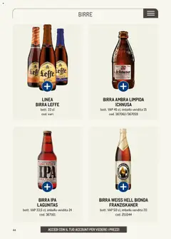 Anteprima del volantino LINEA BIRRA LEFFE, bott. 33 cl, cod. vari valido a partire dal 30.05.2025 | Pagina: 44 | Prodotti: Birra