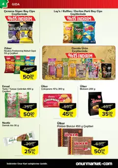 11.11.2025 tarihinden itibaren geçerli olan Onur Market kataloğu önizlemesi | Sayfa: 4 | Ürünler: Papaya, Cips, Bisküvi
