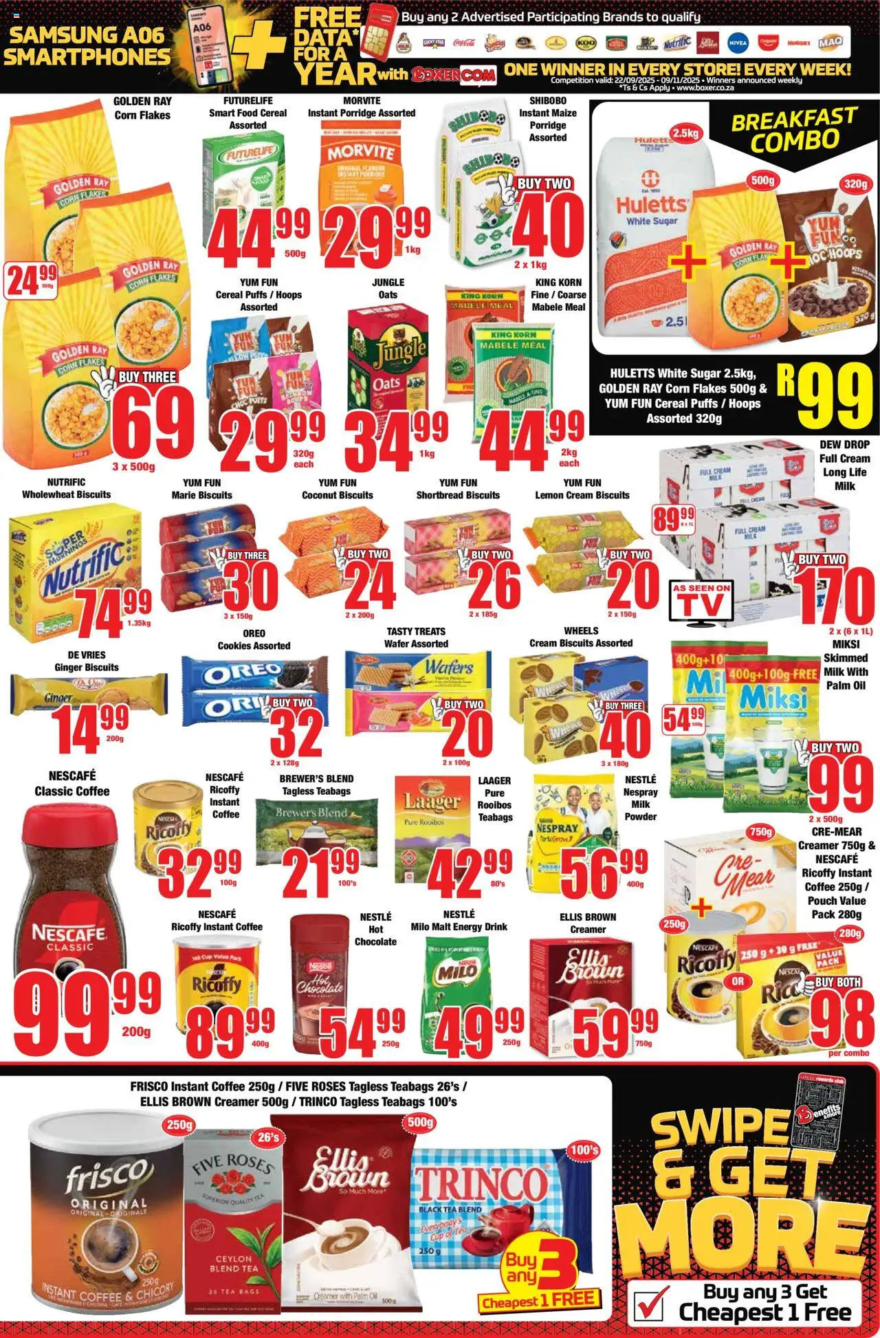 New Boxer catalogue – valid from 22.09.2025 | Page: 5 | Products: Corn, Oats, Cookies, Estuche organizador de viaje