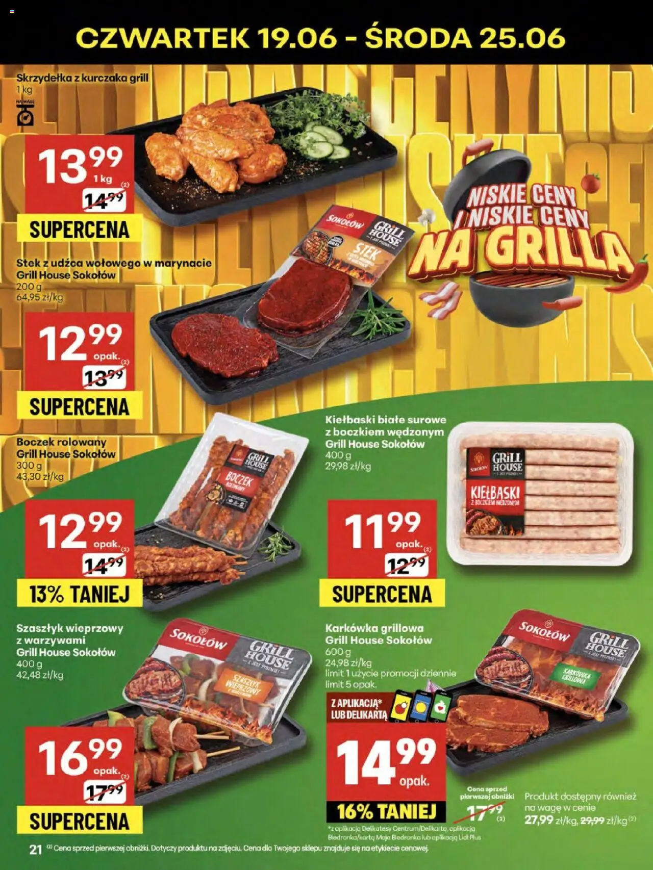 Delikatesy Centrum Gazetka od 19.06.2025 | Strona: 21 | Produkty: Karkówka, Grill, Kiełbaski, Boczek