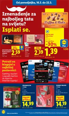ALTE EXCELLENZ Praline punjene vinjakom, 250 g - Pregled kataloga iz trgovine Lidl, vrijedi od 16.03.2026 | Stranica: 8