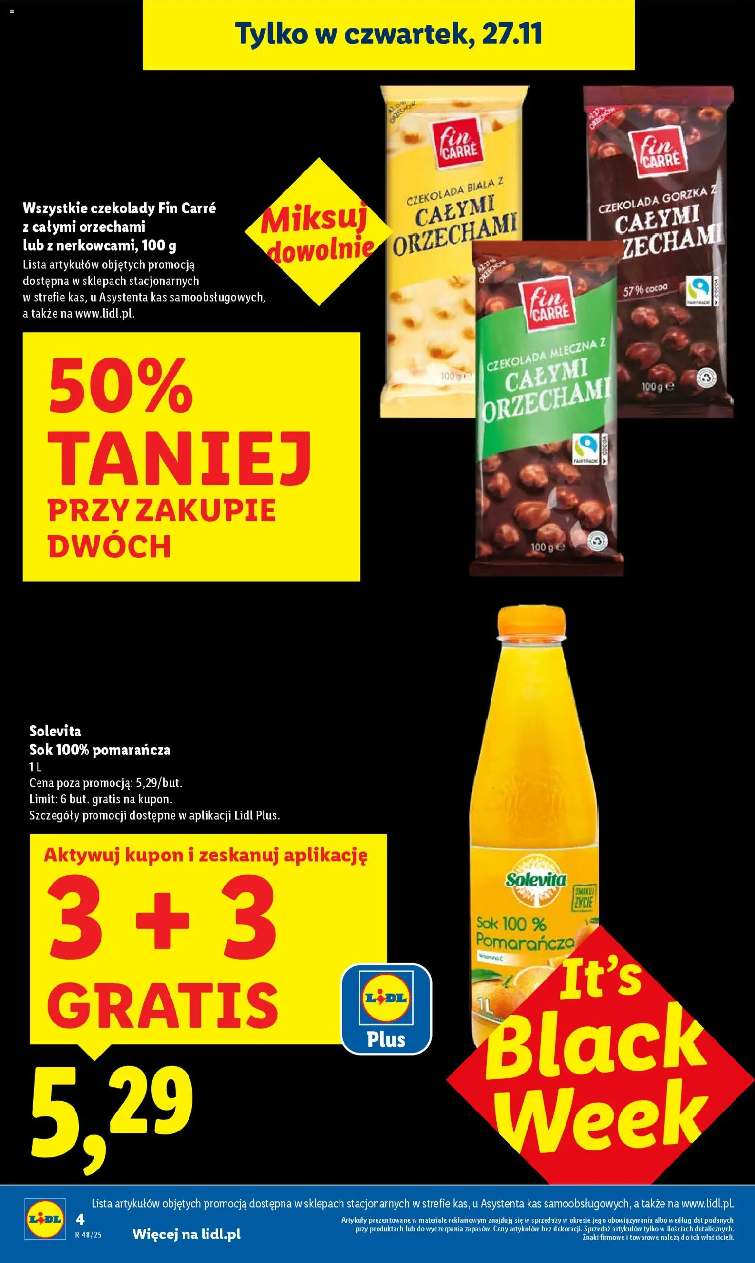 Lidl Black Friday od 27.11.2025 | Strona: 4 | Produkty: Czekolada mleczna, Czekolada gorzka, Czekolada, Sok