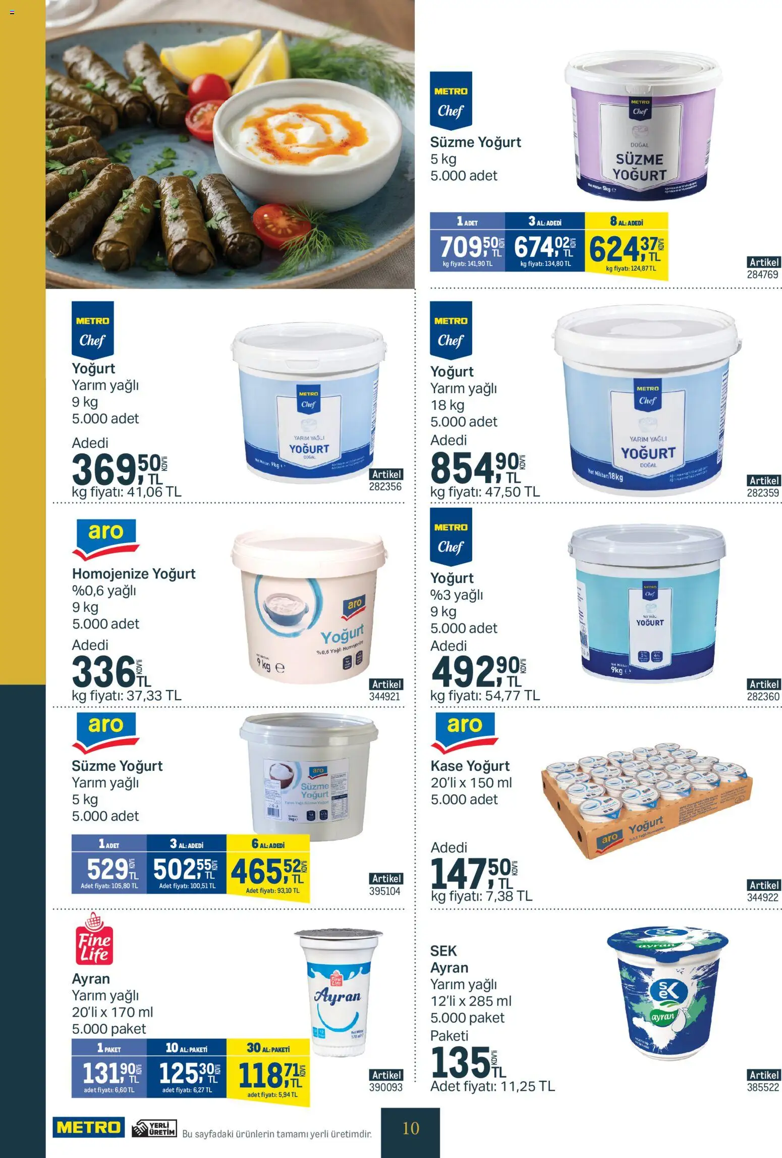 Metro - Kurum ve İşletme Mutfakları - 04.02.2026 tarihinden itibaren geçerlidir | Sayfa: 10 | Ürünler: Kaşe, Yoğurt