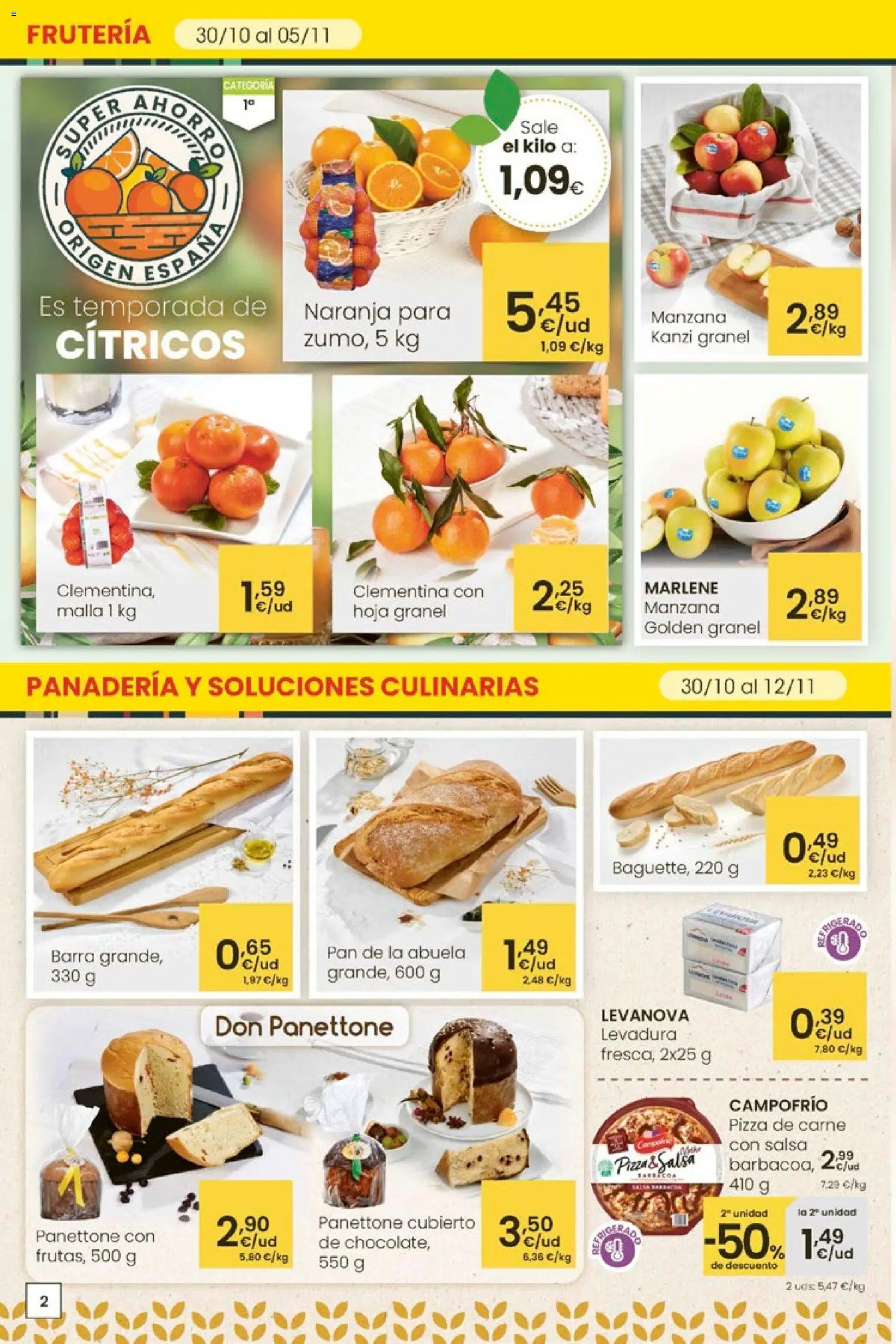 Eroski - Aliprox │ válido desde el 30.10.2025 | Página: 2 | Productos: Pan, Chocolate, Pizza, Panadería