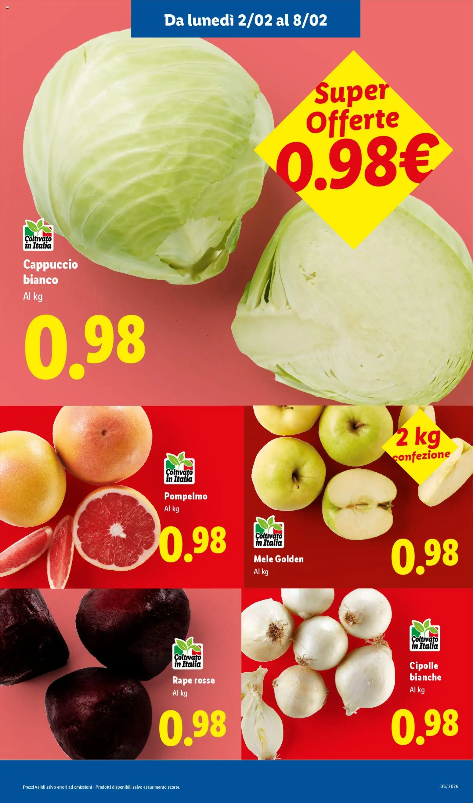 Volantino Lidl del 02.02.2026 | Pagina: 3 | Prodotti: Mele, Pompelmo, Cipolle, Cappuccio