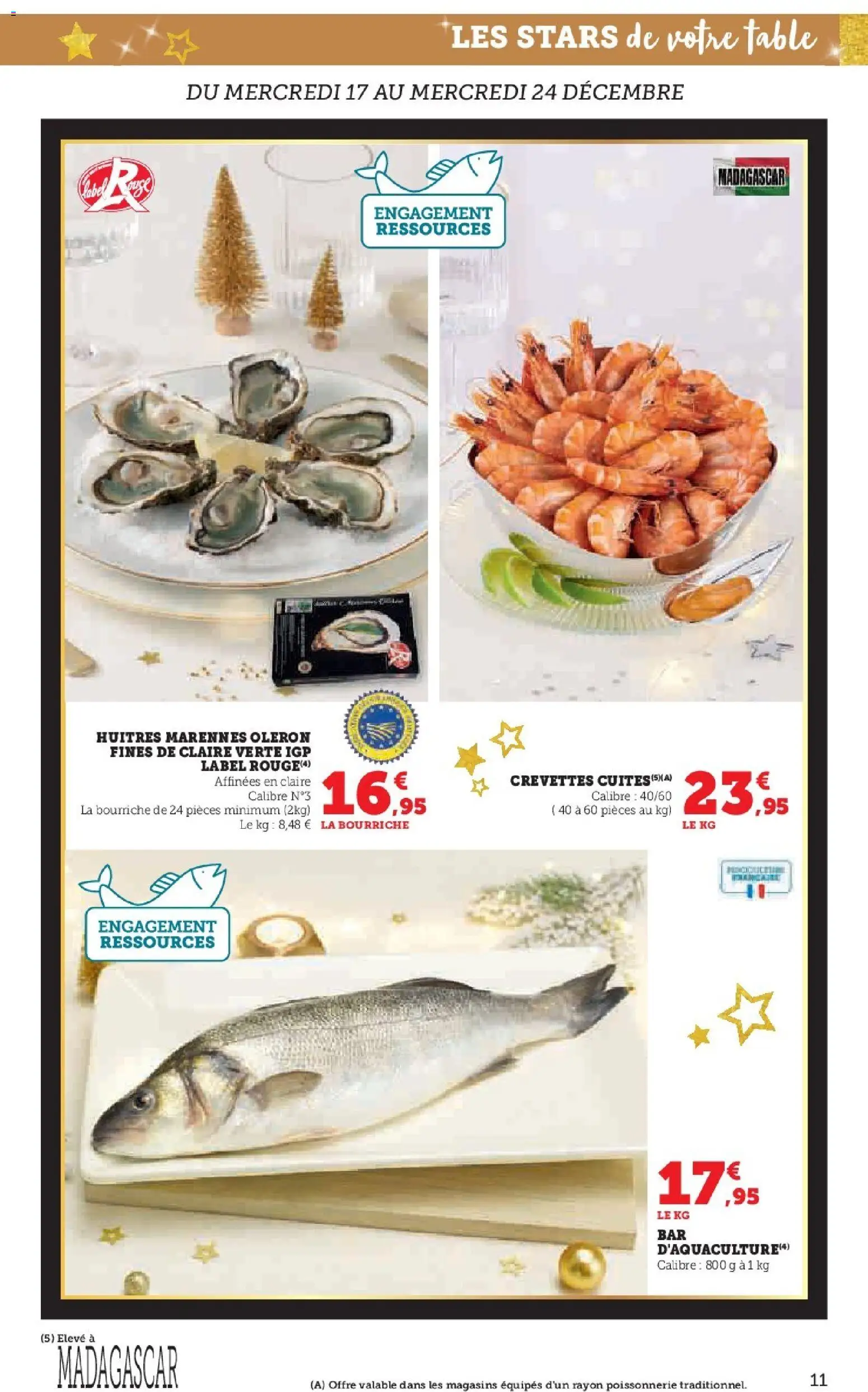 {H1} | Page: 11 | Produits: Poissonnerie, Crevettes, Table, Huîtres