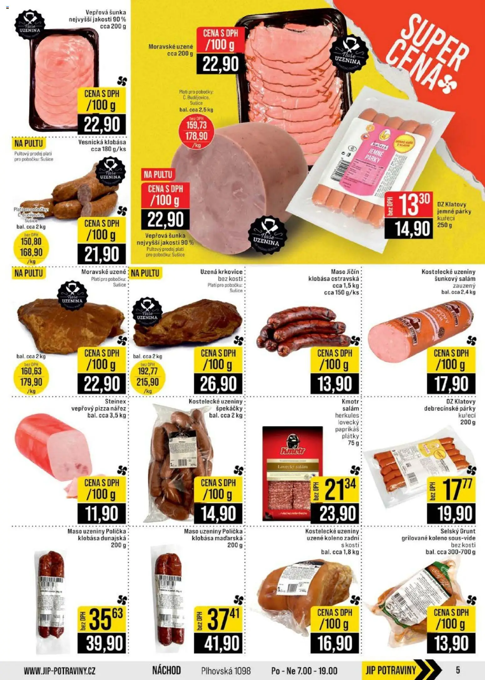 Jip leták - Cash & Carry od 28.01.2026 | Strana: 5 | Produkty: Špekáčky, Šunkový salám, Uzené koleno, Krkovice