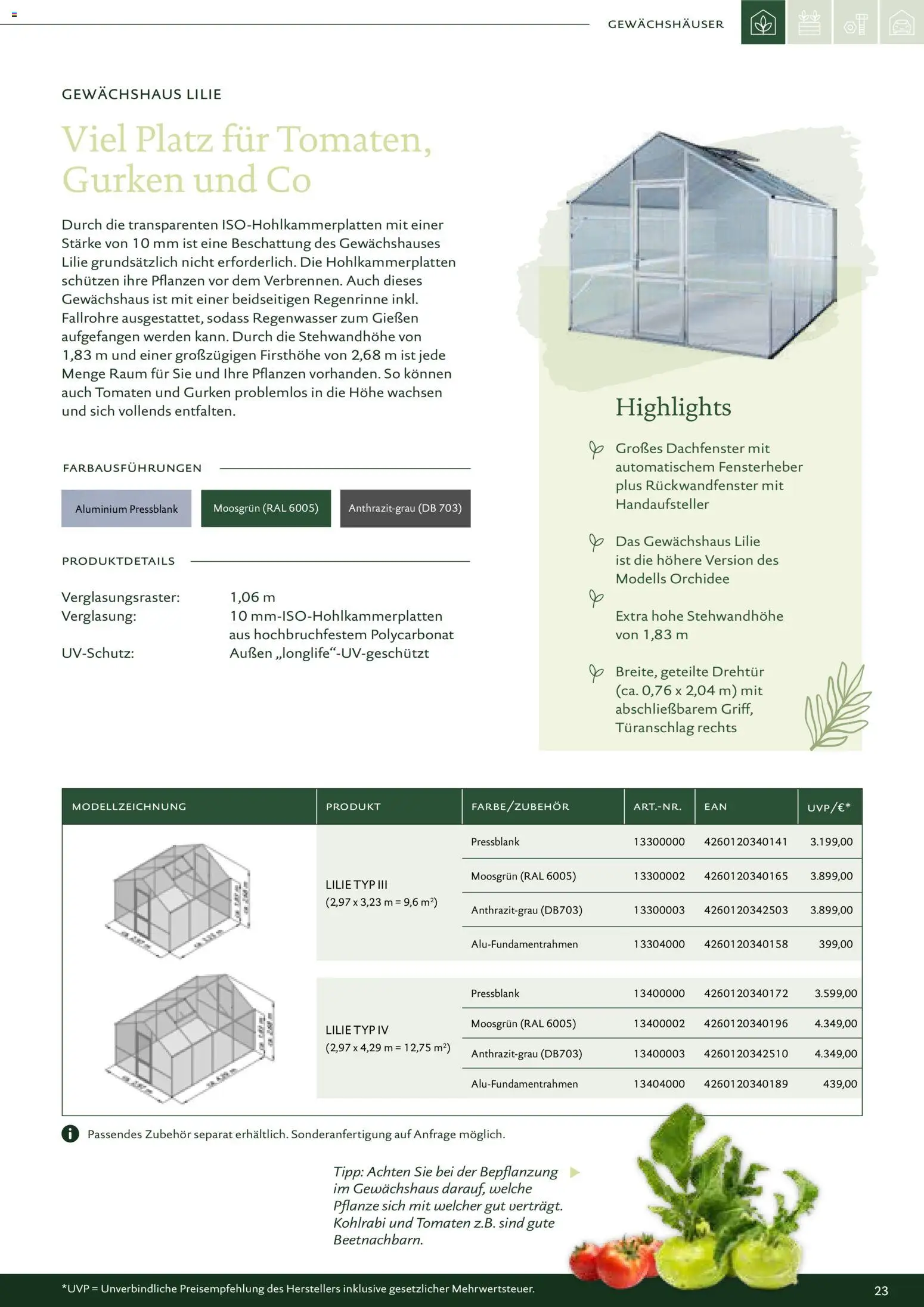 Dehner KGT – Kreative Gartentechnik – gültig ab 01.01.2026 | Seite: 23 | Produkte: Orchidee, Kohlrabi, Tomaten, Gurken