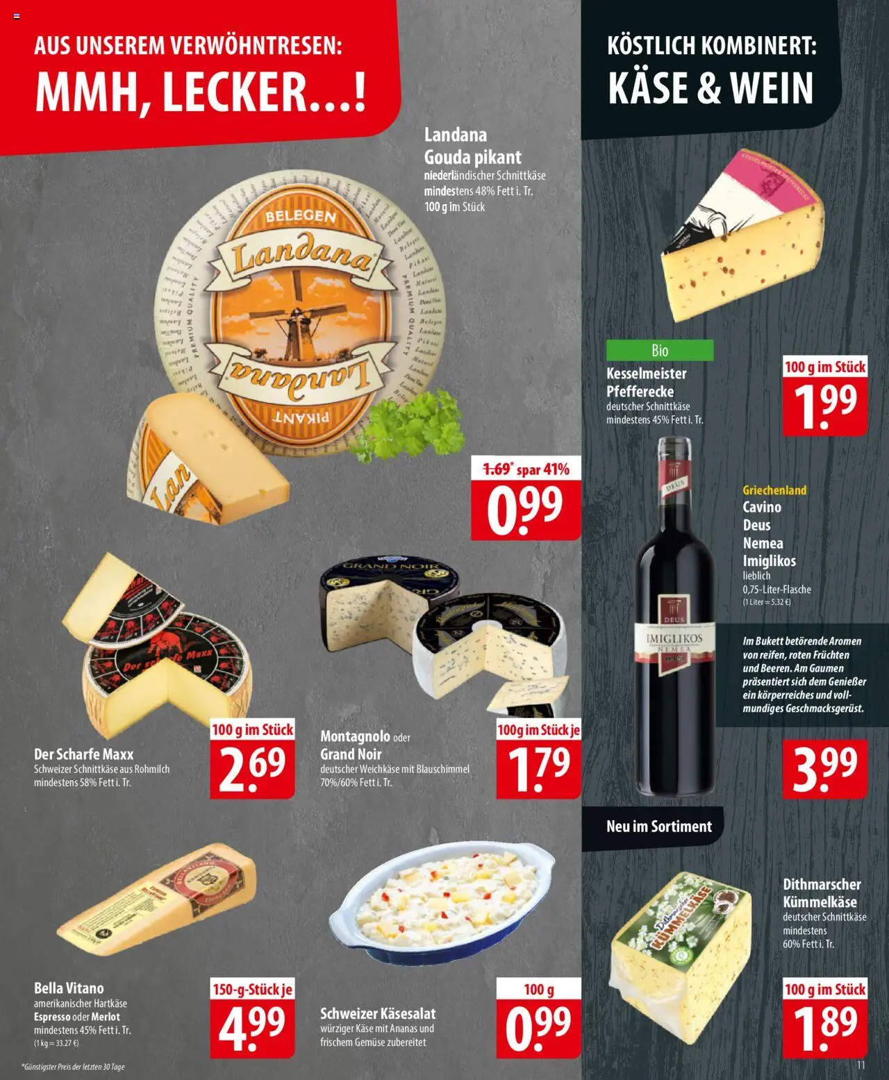 Famila Prospekt 	 - gültig ab dem 25.08.2025 | Seite: 11 | Produkte: Käse, Gouda, Gemüse, Wein