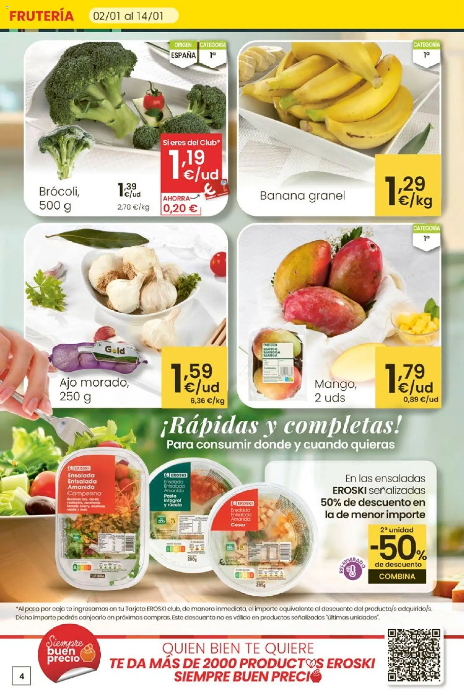 Eroski - Para un enero más ligero │ válido desde el 05.01.2026 | Página: 4 | Productos: Pasta, Té, Ensalada, Caja