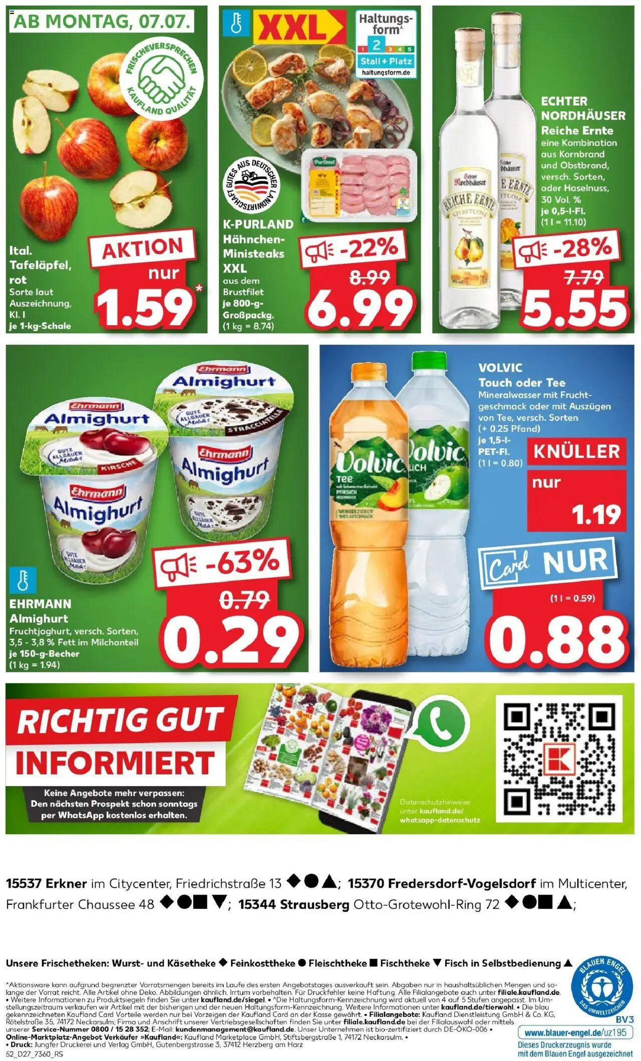 Kaufland prospekt Strausberg	 - gültig ab dem 03.07.2025 | Seite: 52 | Produkte: Ehrmann almighurt, Volvic touch, Wurst, Volvic