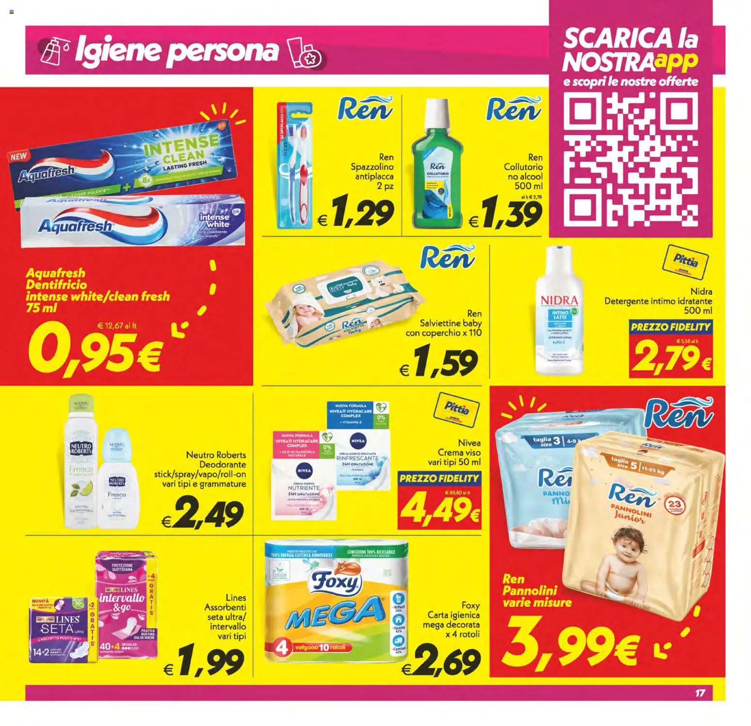 Volantino SuperConveniente del 17.04.2026 | Pagina: 17 | Prodotti: Carta igienica, Spazzolino, Detergente, Crema viso