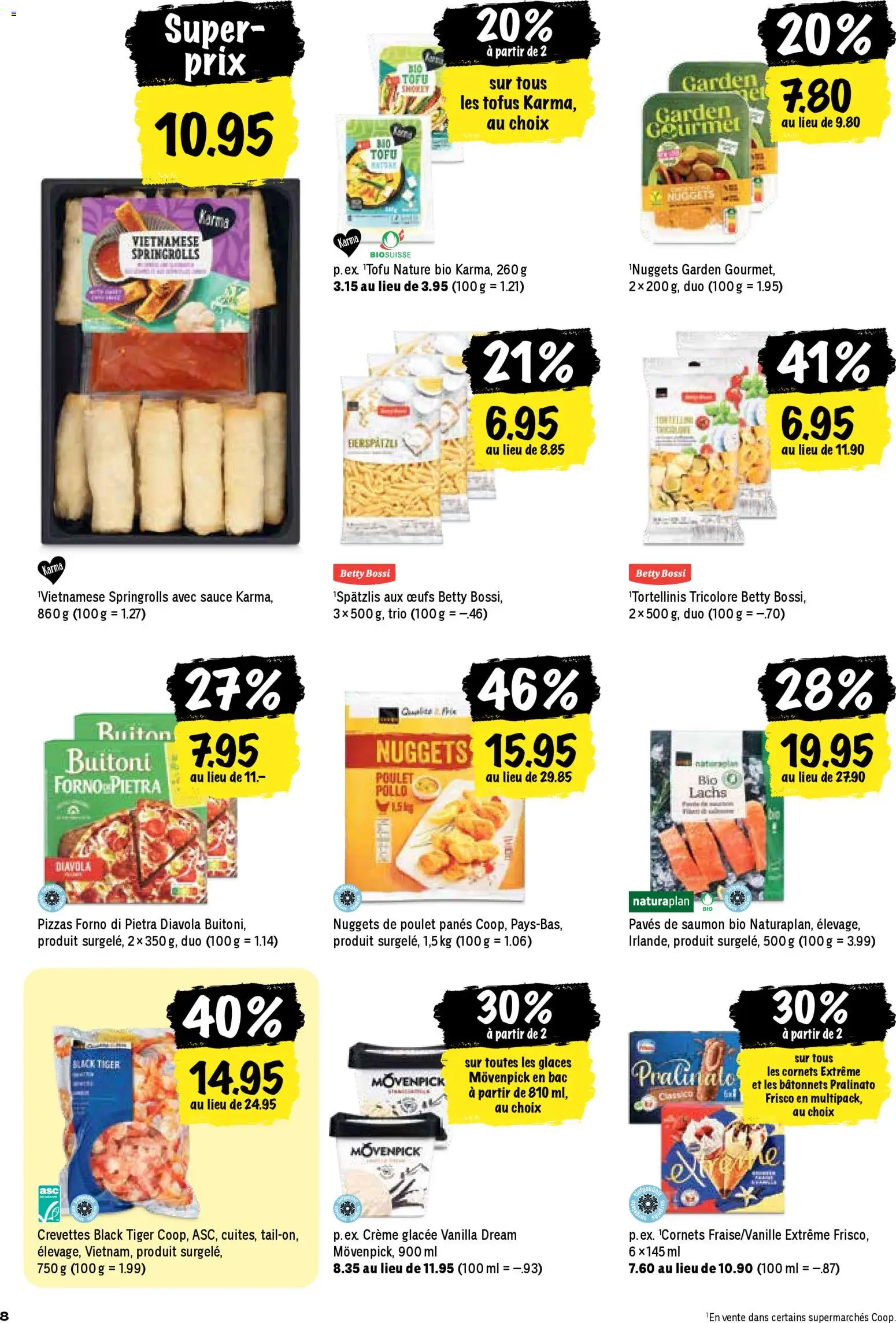 Coop aktionen FR – gültig ab 19.03.2026 | Seite: 8 | Produkte: Lachs, Pizza, Creme