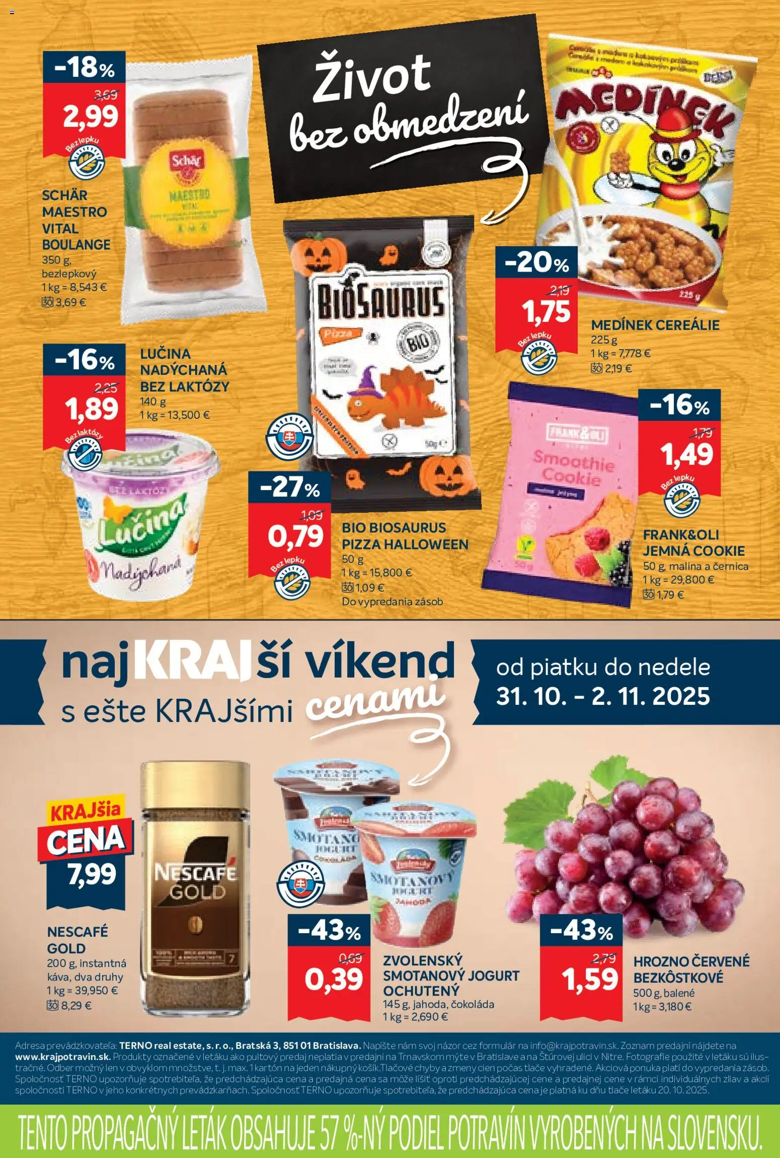 Nové Kraj akcie – leták je platný od 30.10.2025 | Strana: 17 | Produkty: Pizza, Čokoláda, Cereálie, Hrozno