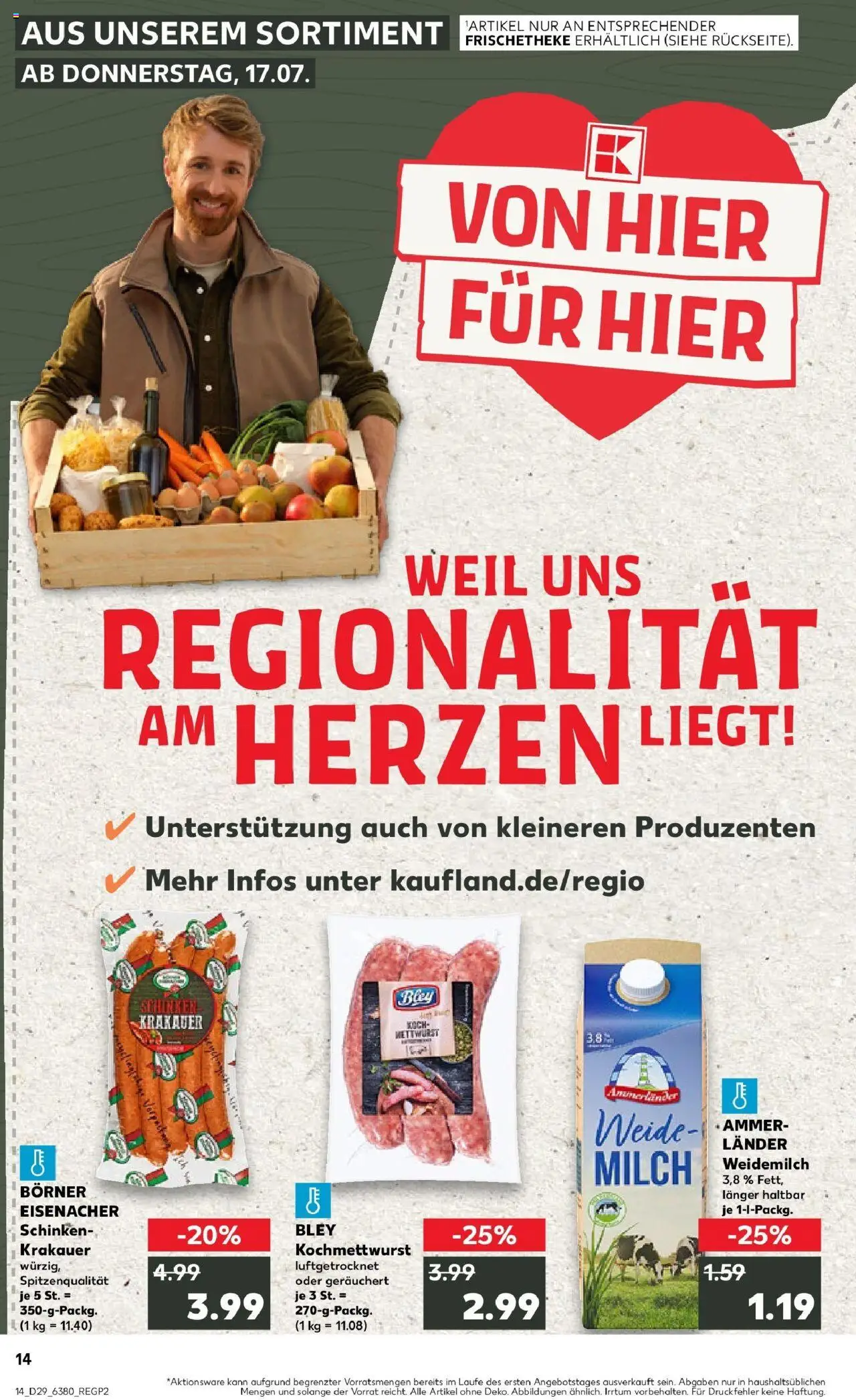 Kaufland prospekt Papenburg	 - gültig ab dem 16.07.2025 | Seite: 14 | Produkte: Milch, Schinken