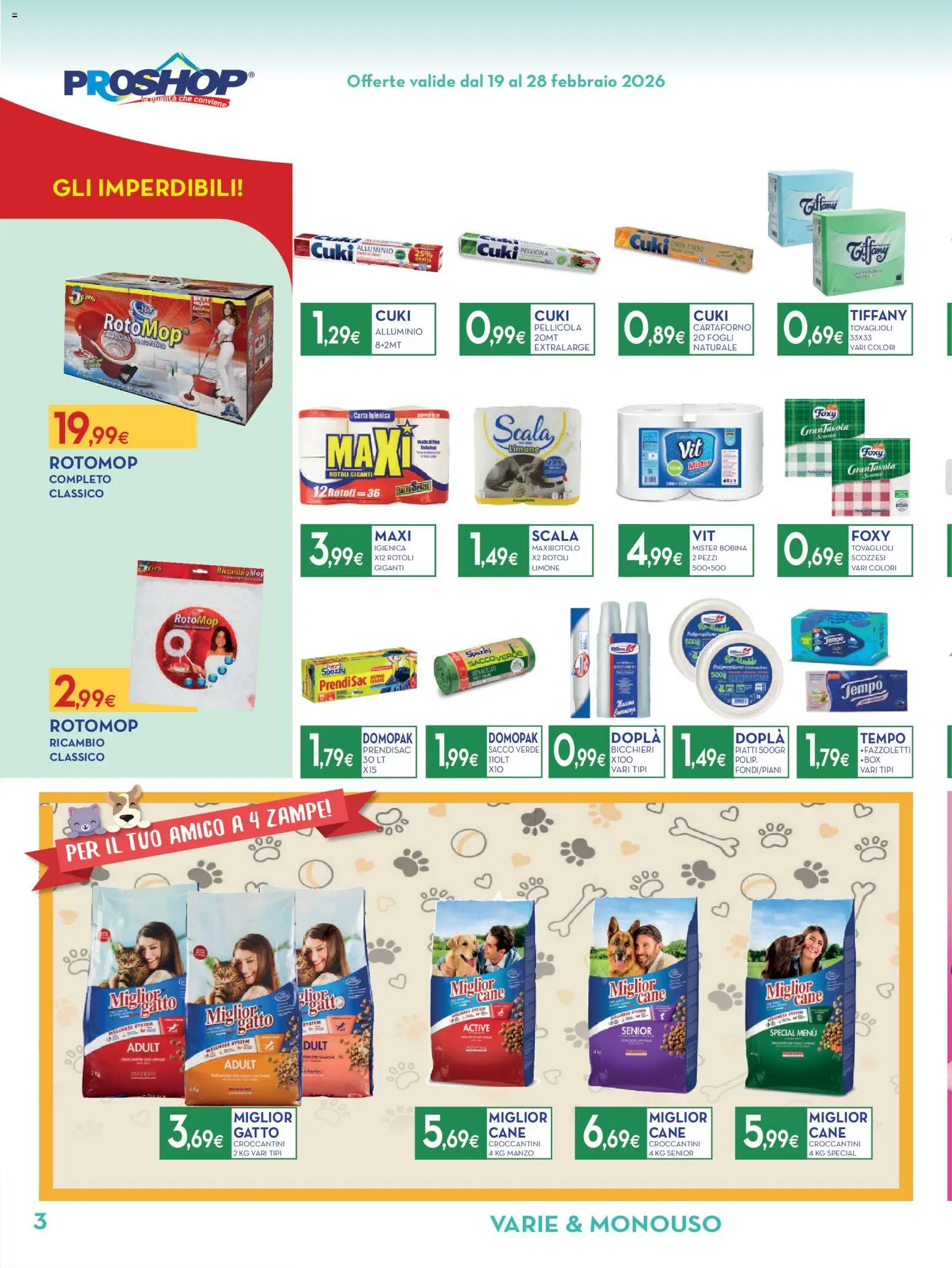 Volantino Proshop del 19.02.2026 | Pagina: 4 | Prodotti: Manzo, Scala, Pellicola, Alluminio