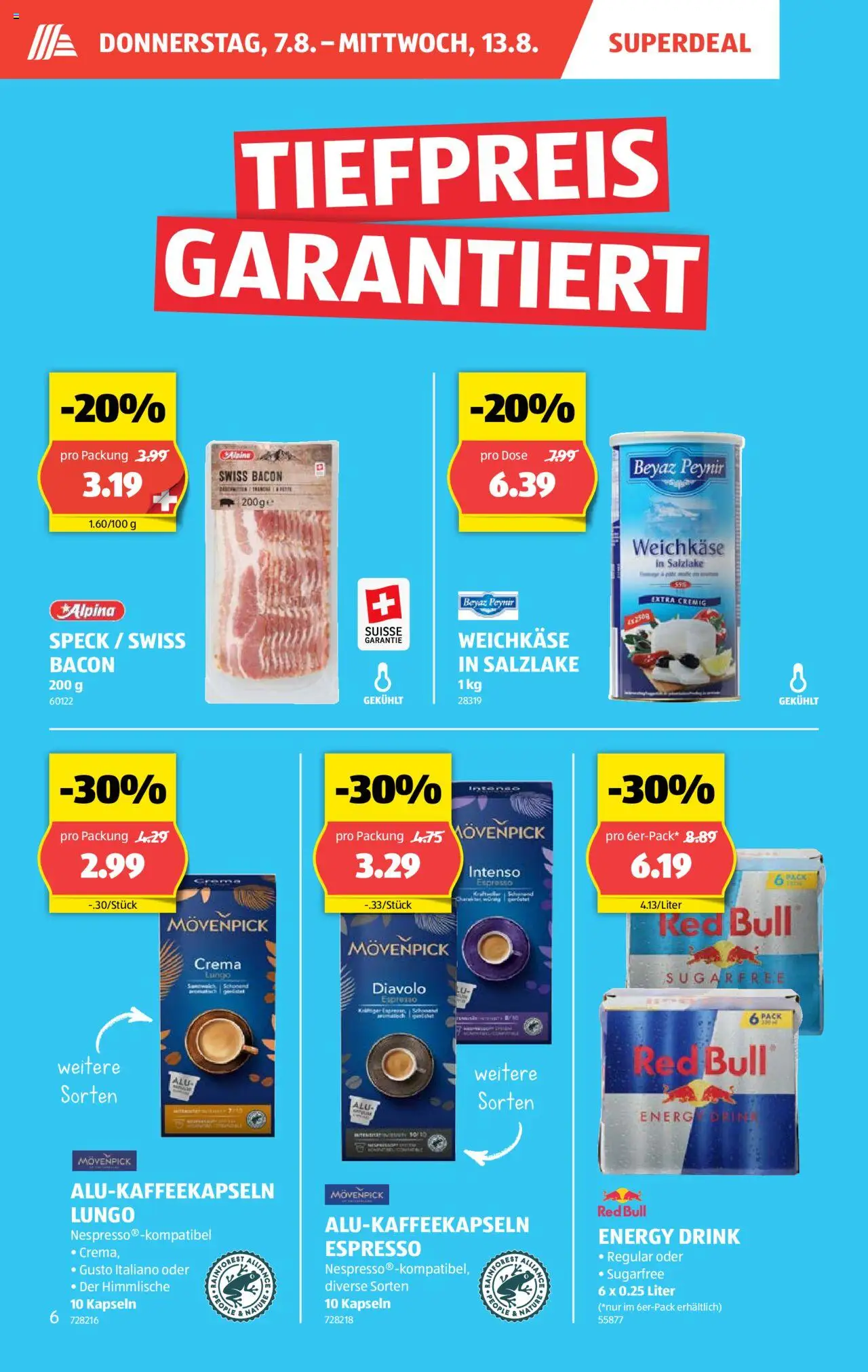 Aldi Aktionen ab 07.08.2025 | Seite: 6 | Produkte: Red bull, Creme