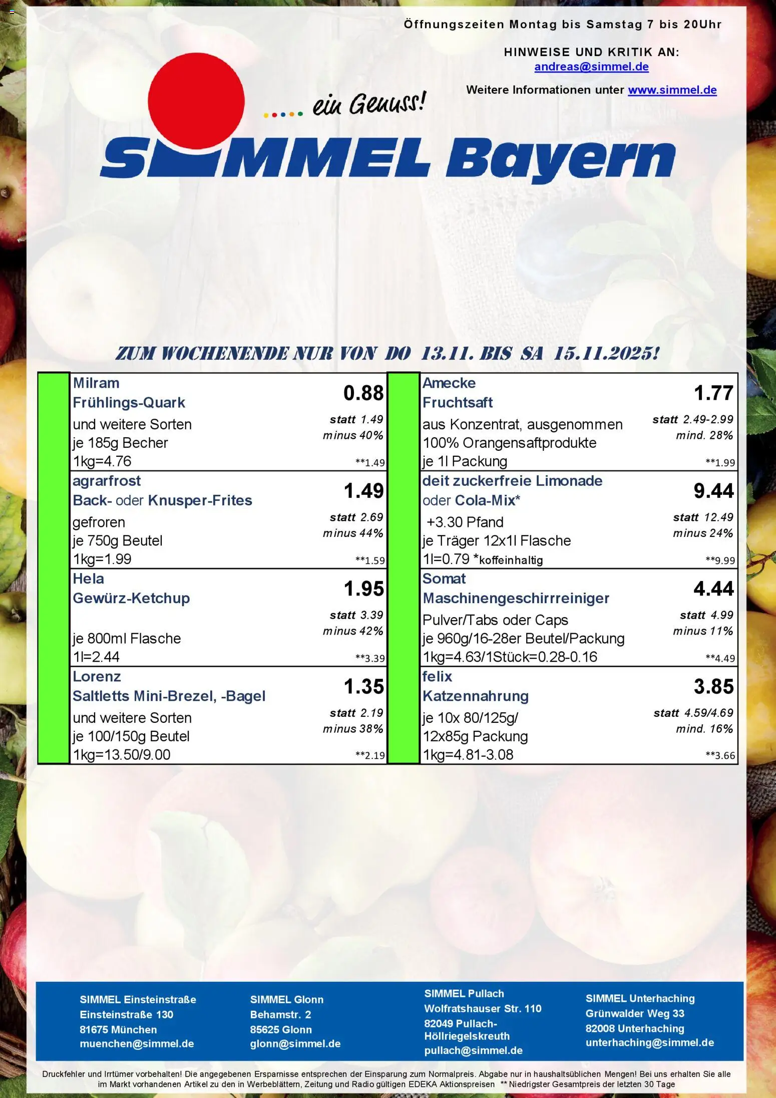 Simmel - Bayern – gültig ab 10.11.2025 | Seite: 9 | Produkte: Limonade, Milram, Fruchtsaft, Radio