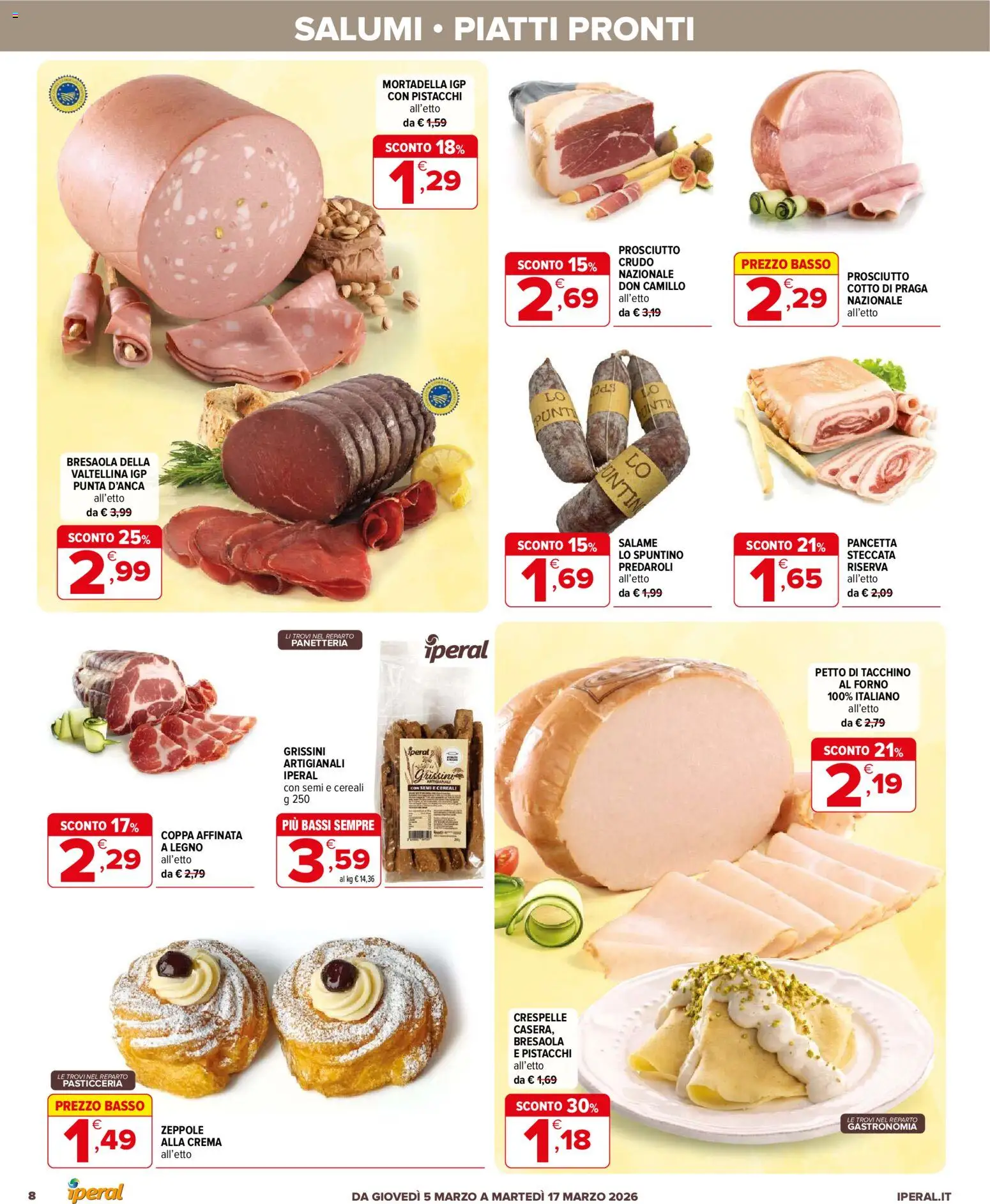 Volantino Iperal del 05.03.2026 | Pagina: 8 | Prodotti: Bresaola, Tacchino, Pistacchi, Grissini
