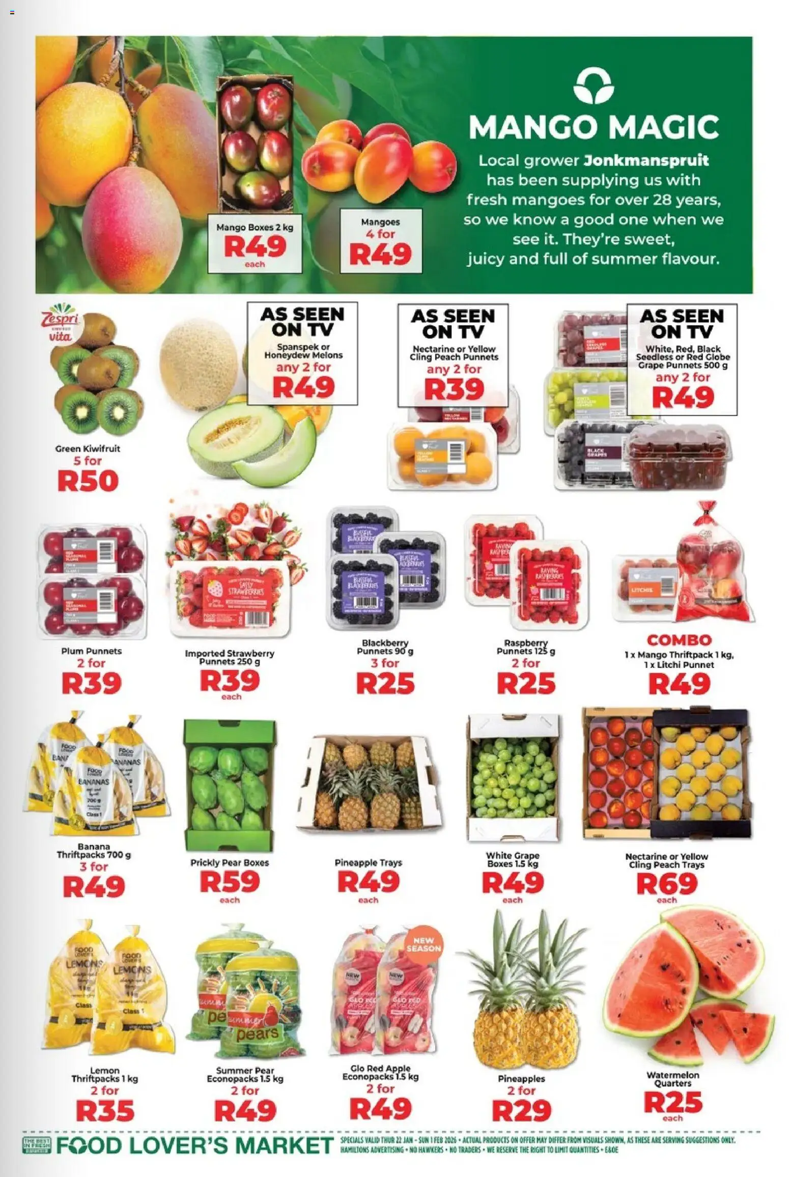 New Food Lover's Market catalogue – valid from 22.01.2025 | Page: 3 | Products: Pears, Melons, Globe, TV