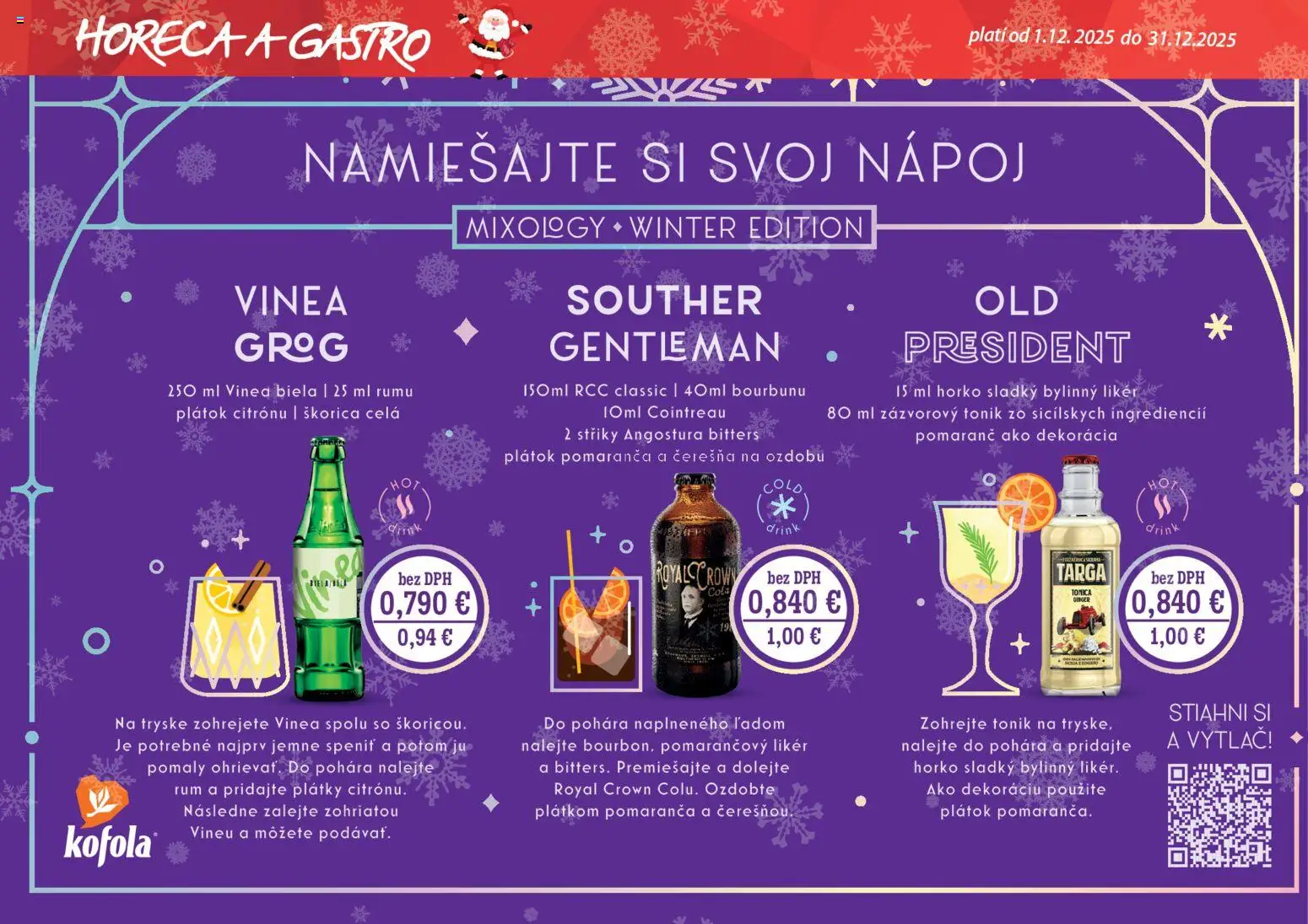 Nové CBA Verex akcie – leták je platný od 01.12.2025 | Strana: 3 | Produkty: Kofola, Rum, Vinea