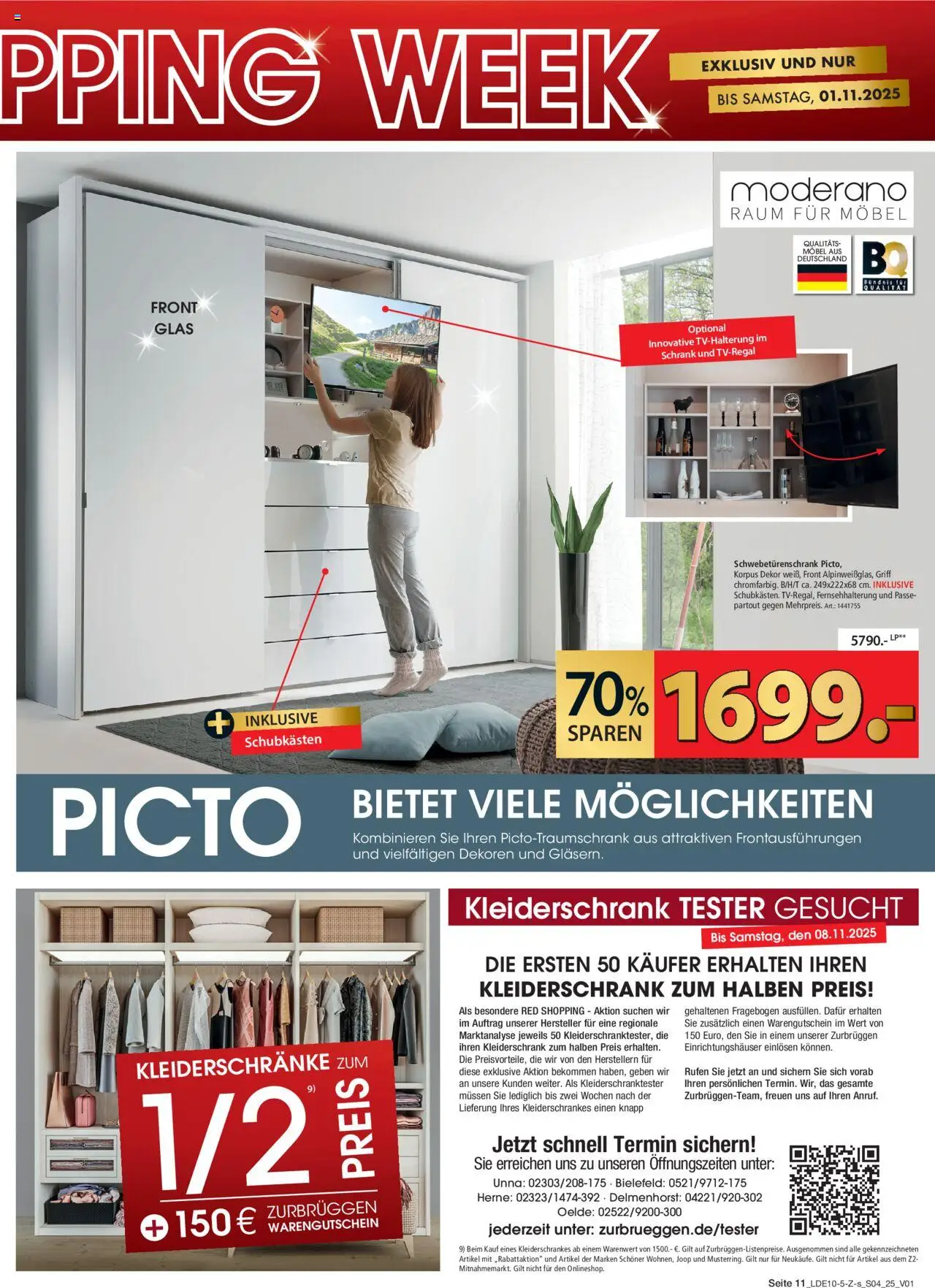 Zurbrüggen Prospekt 	 – gültig ab 18.10.2025 | Seite: 11 | Produkte: Kleiderschrank, Schwebetürenschrank, Schrank