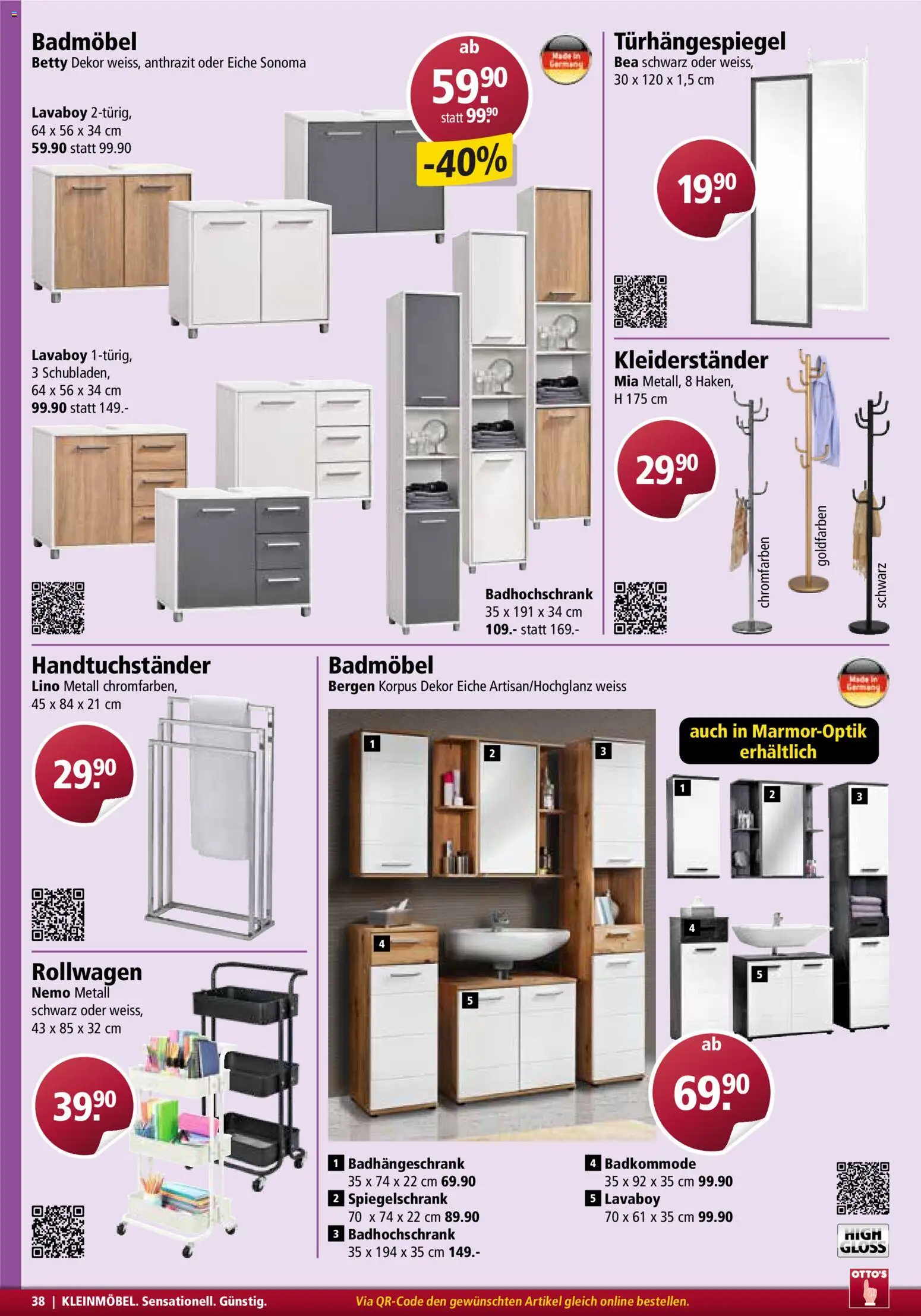 Otto's Aktionen Möbelflyer – gültig ab 01.03.2026 | Seite: 38 | Produkte: Kleiderständer, Spiegelschrank