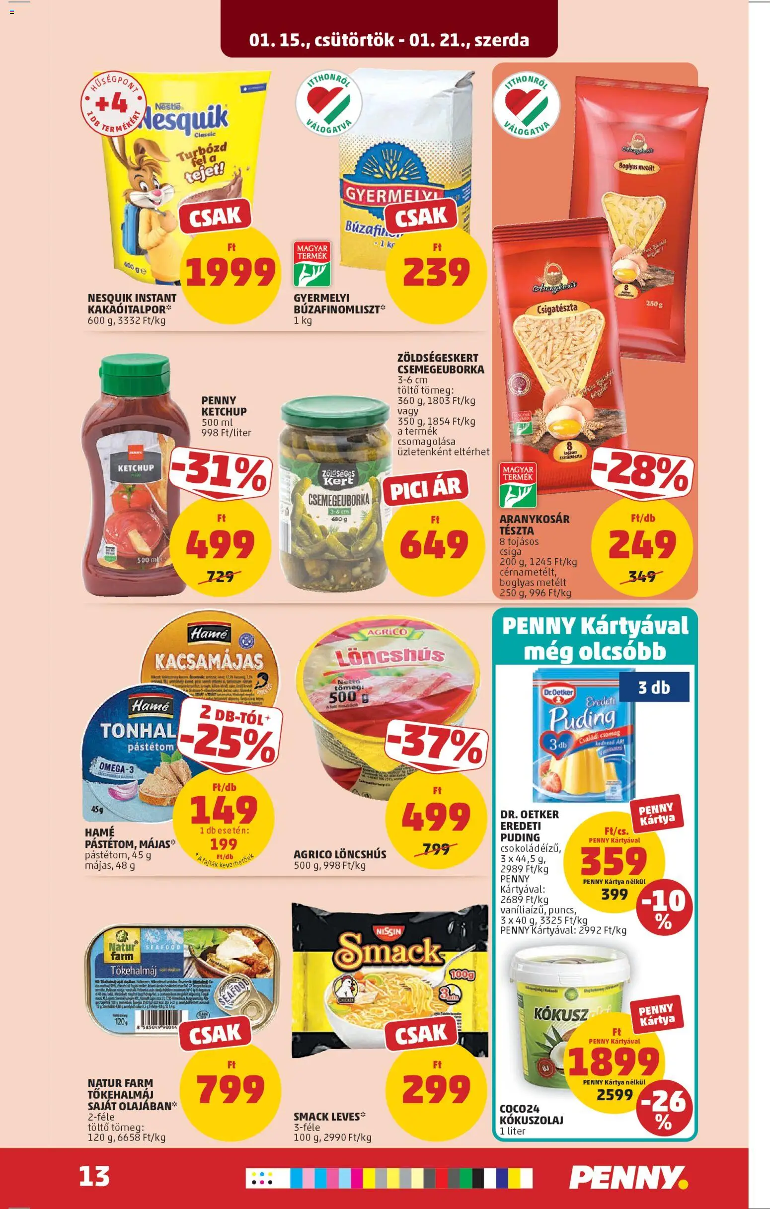 PENNY akciós ujság - amely érvényes a következő dátumtól: 15.01.2026 | Oldal: 17 | Termékek: Kokusz, Töltő, Nesquik, Tészta